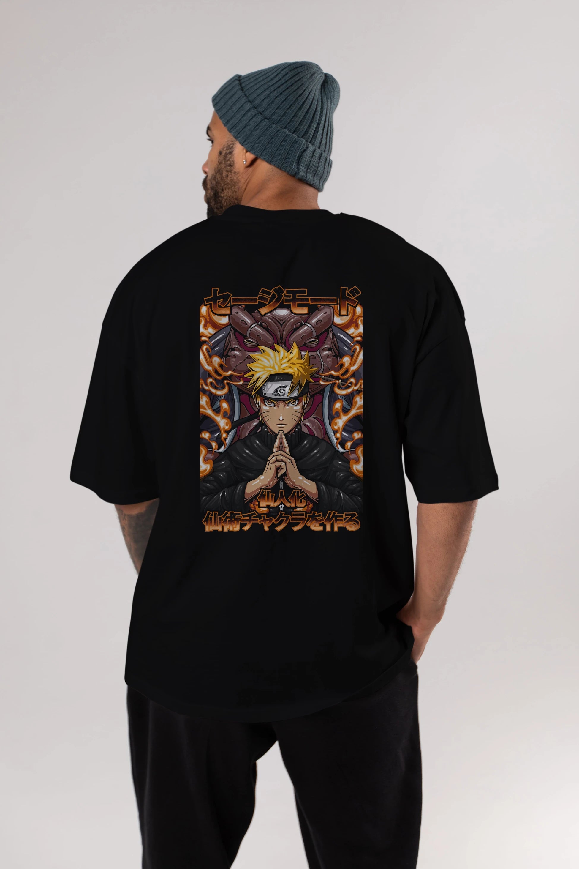 NARUTO (10) Anime Arka Baskılı Oversize t-shirt Erkek Kadın Unisex