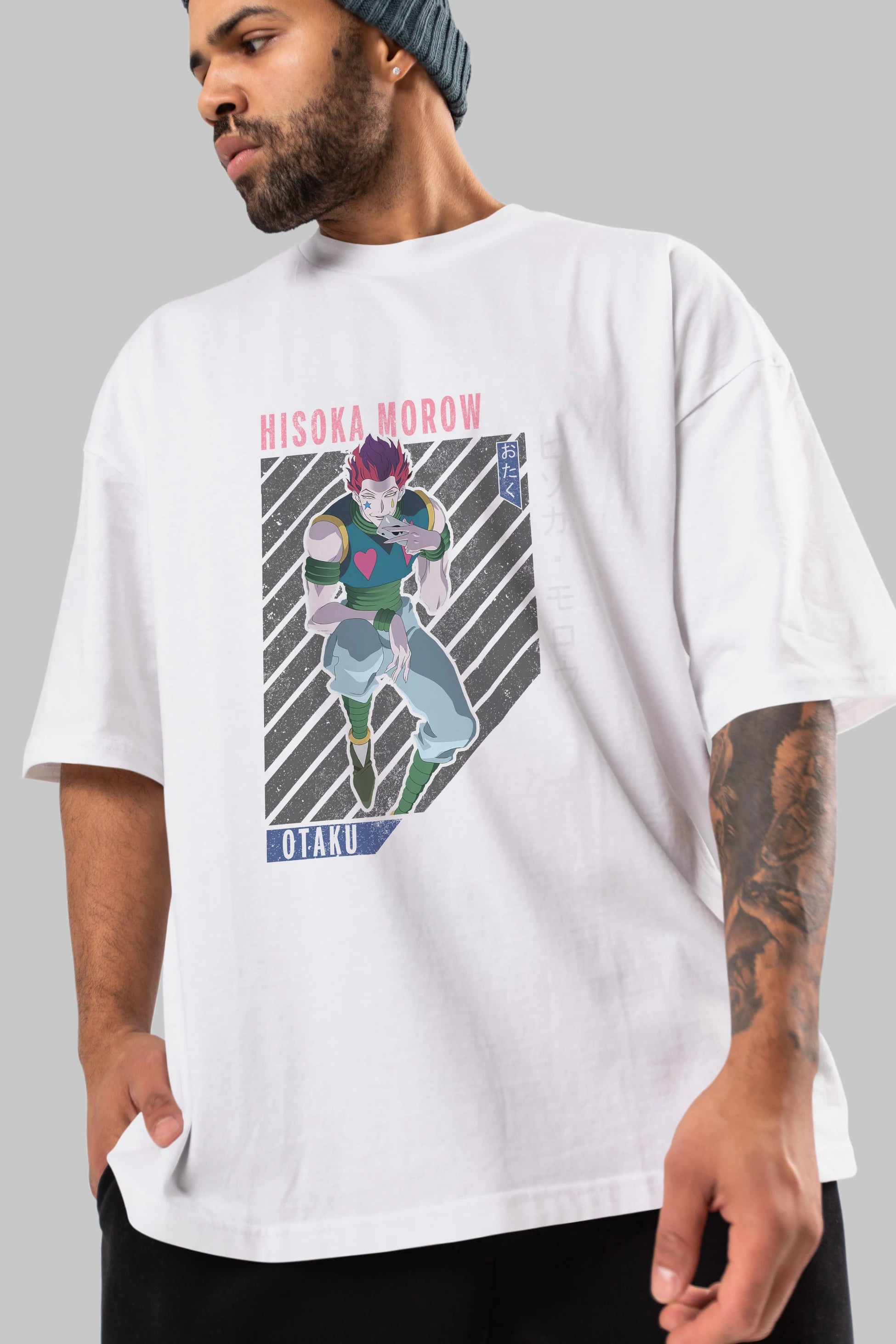 Hisoka Morow 2 2 Anime Ön Baskılı Oversize t-shirt %100 pamuk Erkek Kadın Unisex