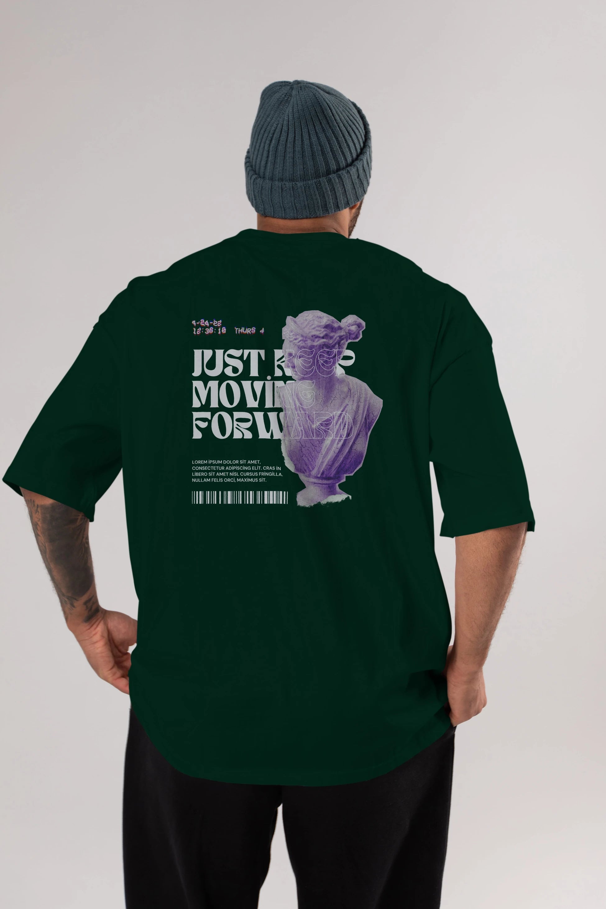 Just Keep Moving Forward Yazılı Arka Baskılı Oversize t-shirt Erkek Kadın Unisex