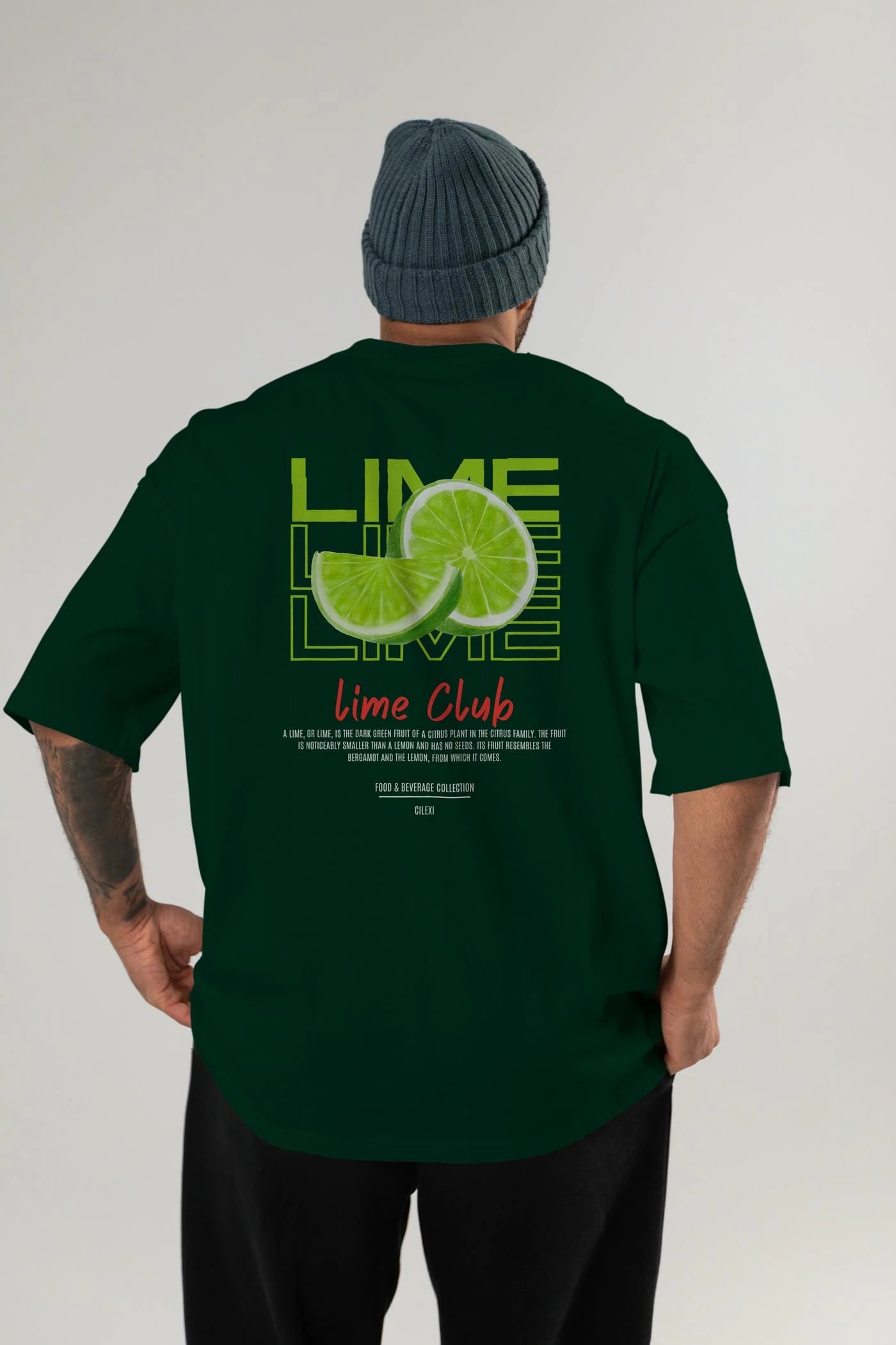 Lime Kokteyl Serisi Baskılı Oversize t-shirt Erkek Kadın Unisex %100 Pamuk Bisiklet Yaka tişort