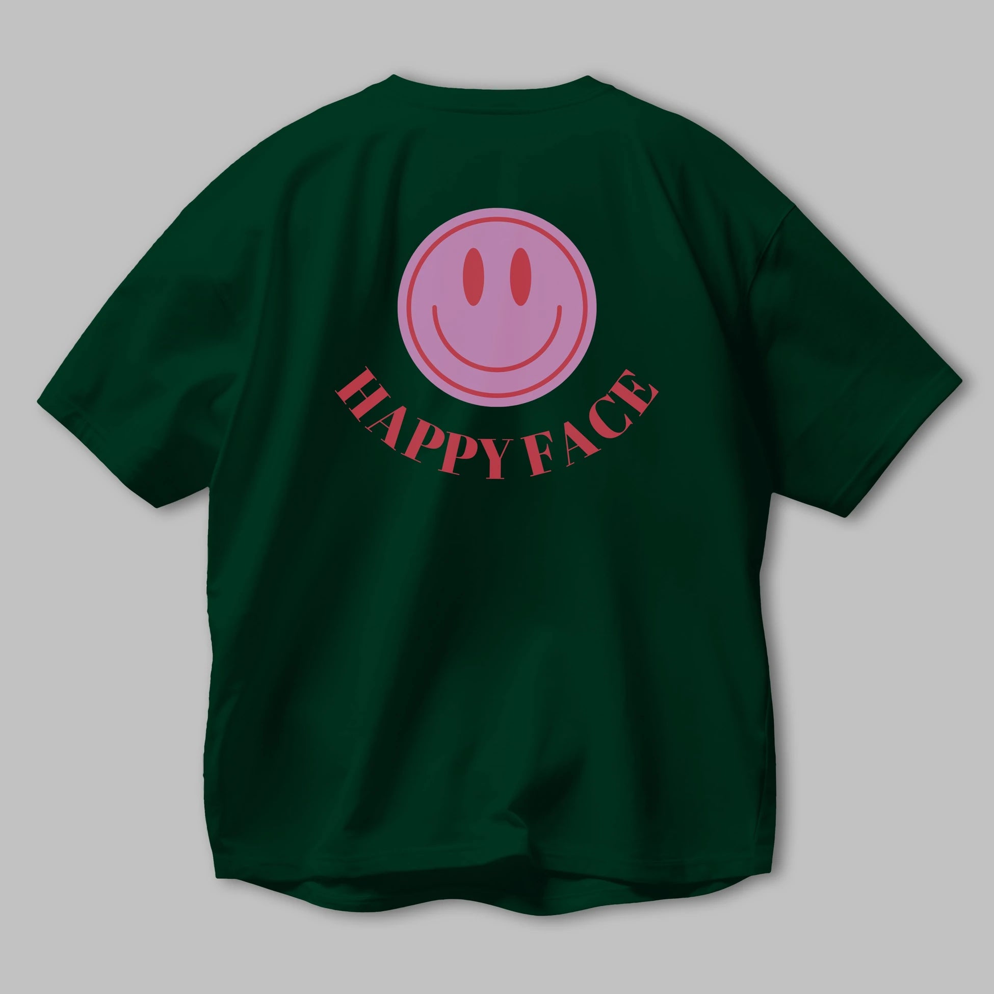 Happy Face Yazılı Arka Baskılı Oversize t-shirt Erkek Kadın Unisex