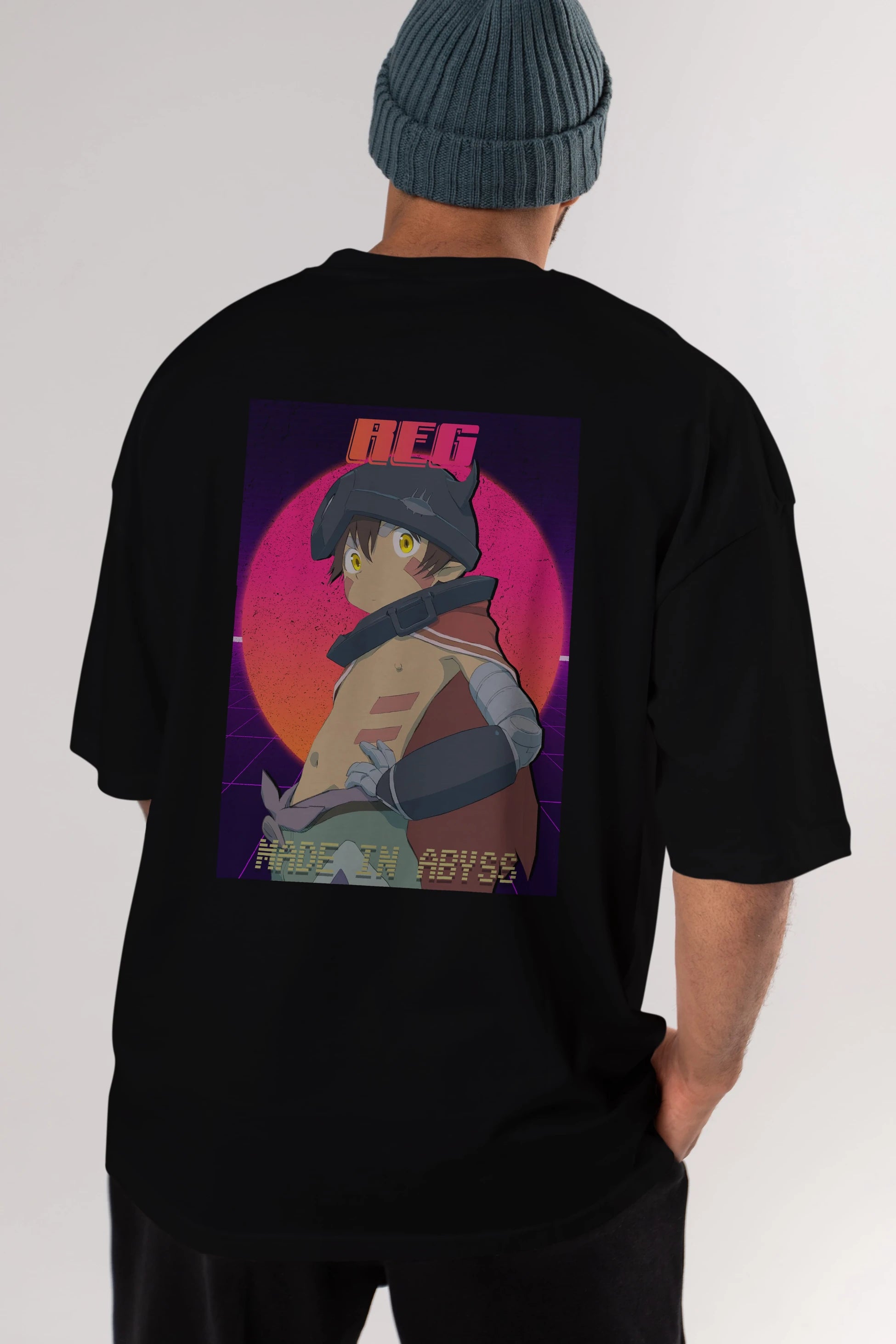 Reg 7 Anime Arka Baskılı Oversize t-shirt Erkek Kadın Unisex