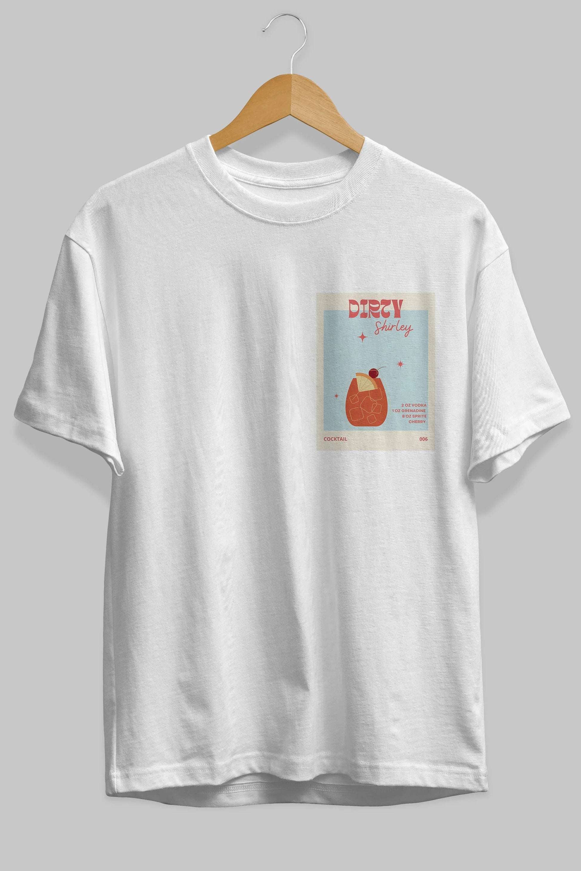 Dirty Shirley Ön Sol Baskılı Oversize t-shirt Erkek Kadın Unisex %100 Pamuk Bisiklet Yaka tişort