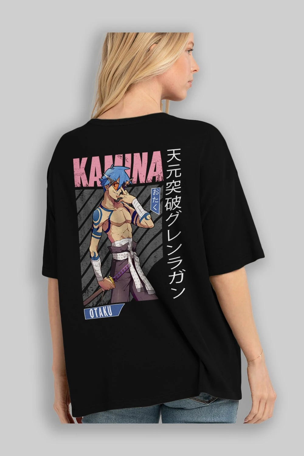 Kamina 5 Anime Arka Baskılı Oversize t-shirt Erkek Kadın Unisex