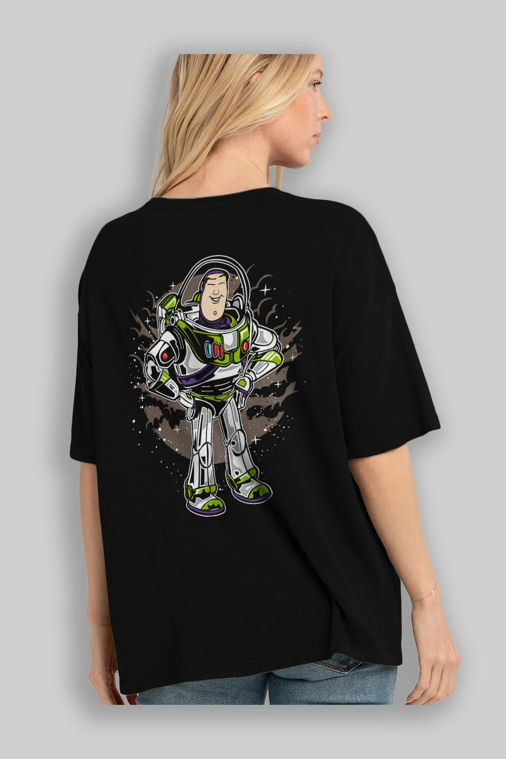 Buzz Arka Baskılı Oversize t-shirt Erkek Kadın Unisex %100 Pamuk