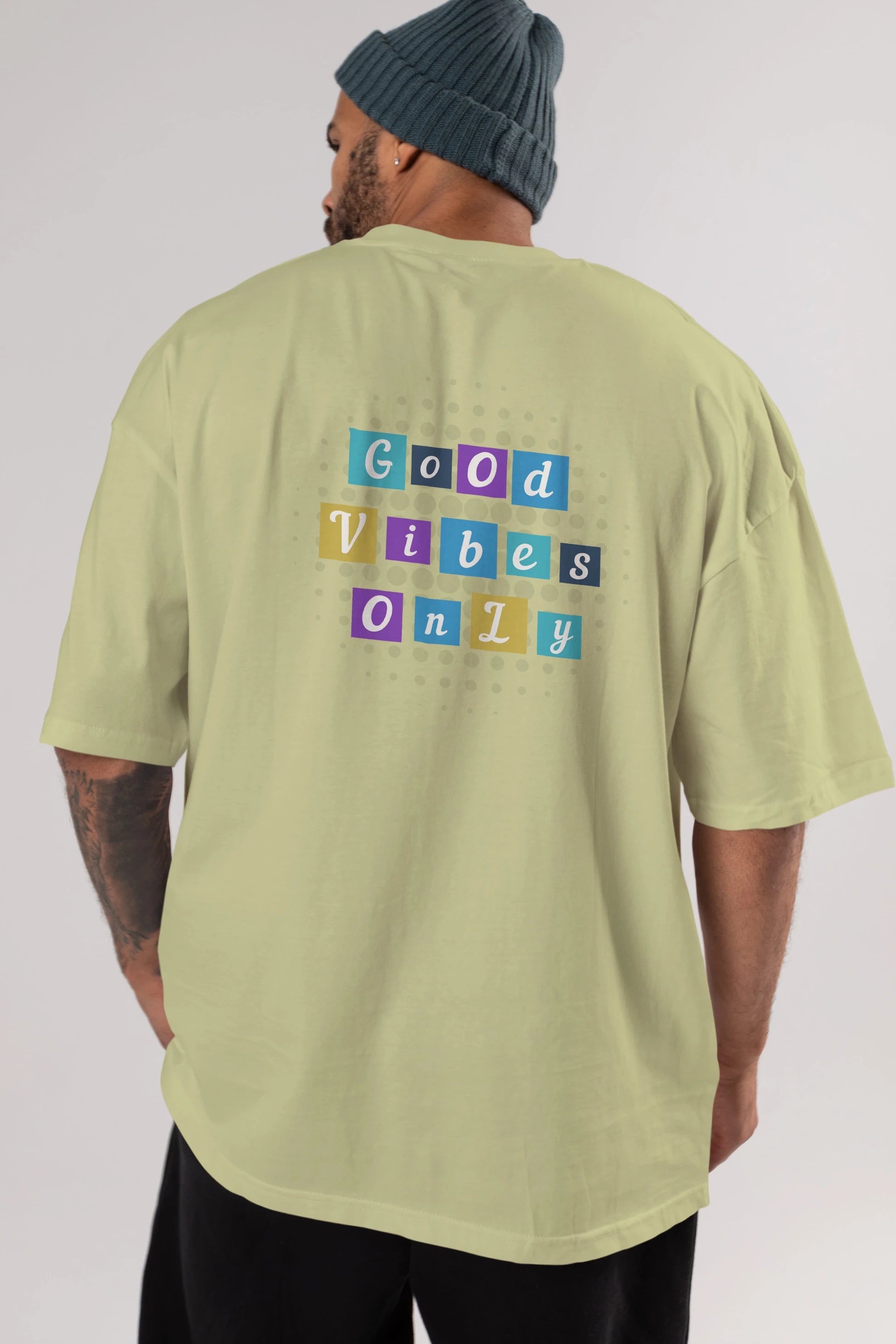 Good Vibes Only Yazılı 3 Arka Baskılı Oversize t-shirt Erkek Kadın Unisex