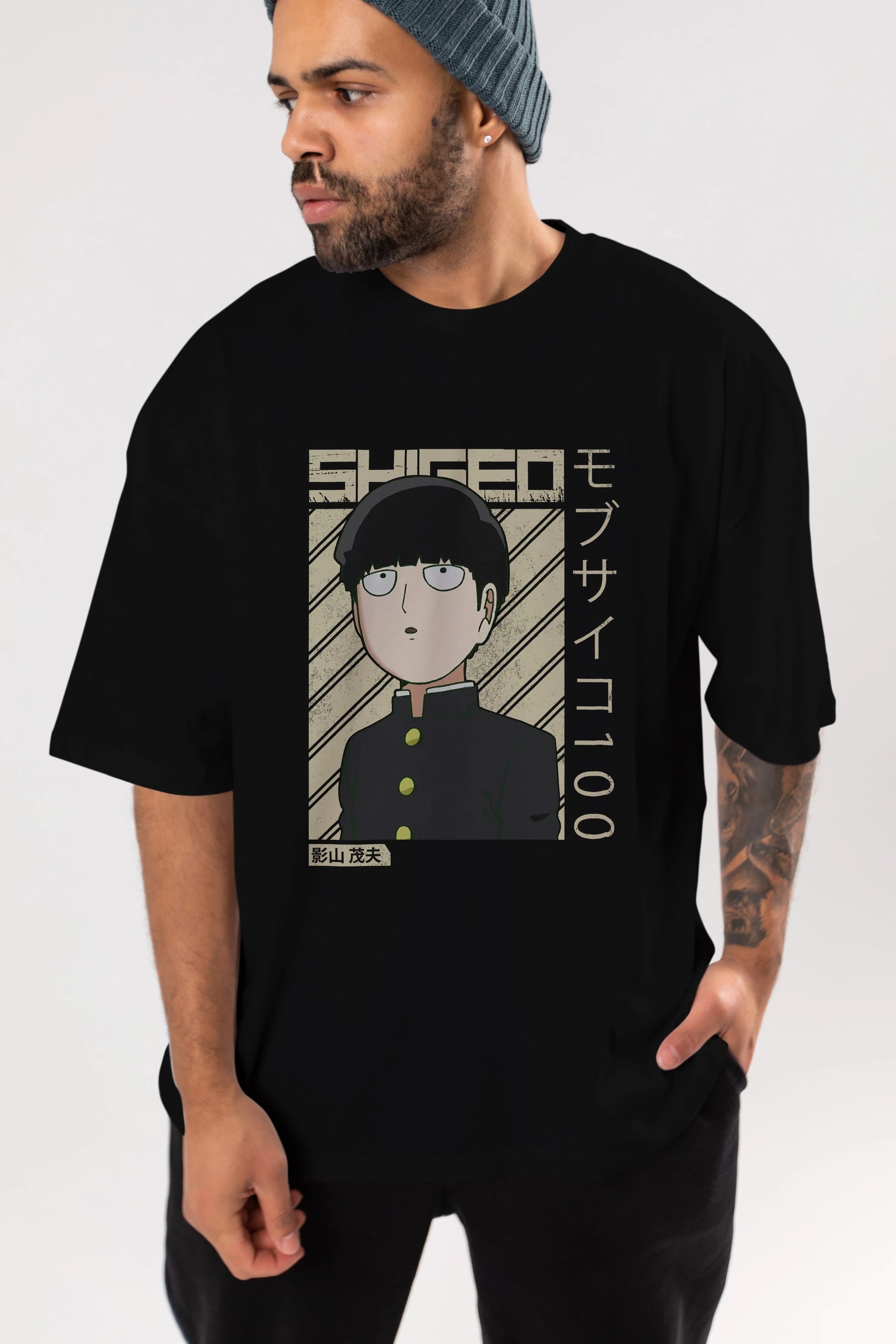 Shigeo Kageyama 2 Anime Ön Baskılı Oversize t-shirt %100 pamuk Erkek Kadın Unisex