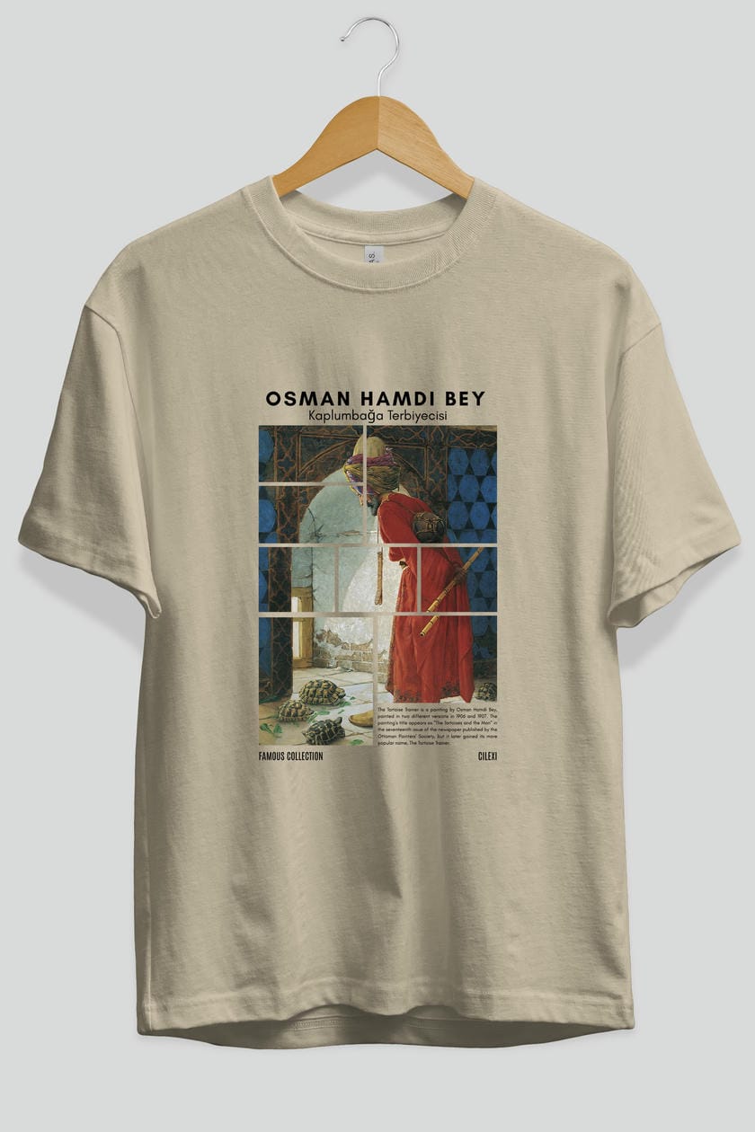 Osman Hamdi Bey ön Baskılı Oversize t-shirt Erkek Kadın Bisiklet Yaka Pamuk tişort