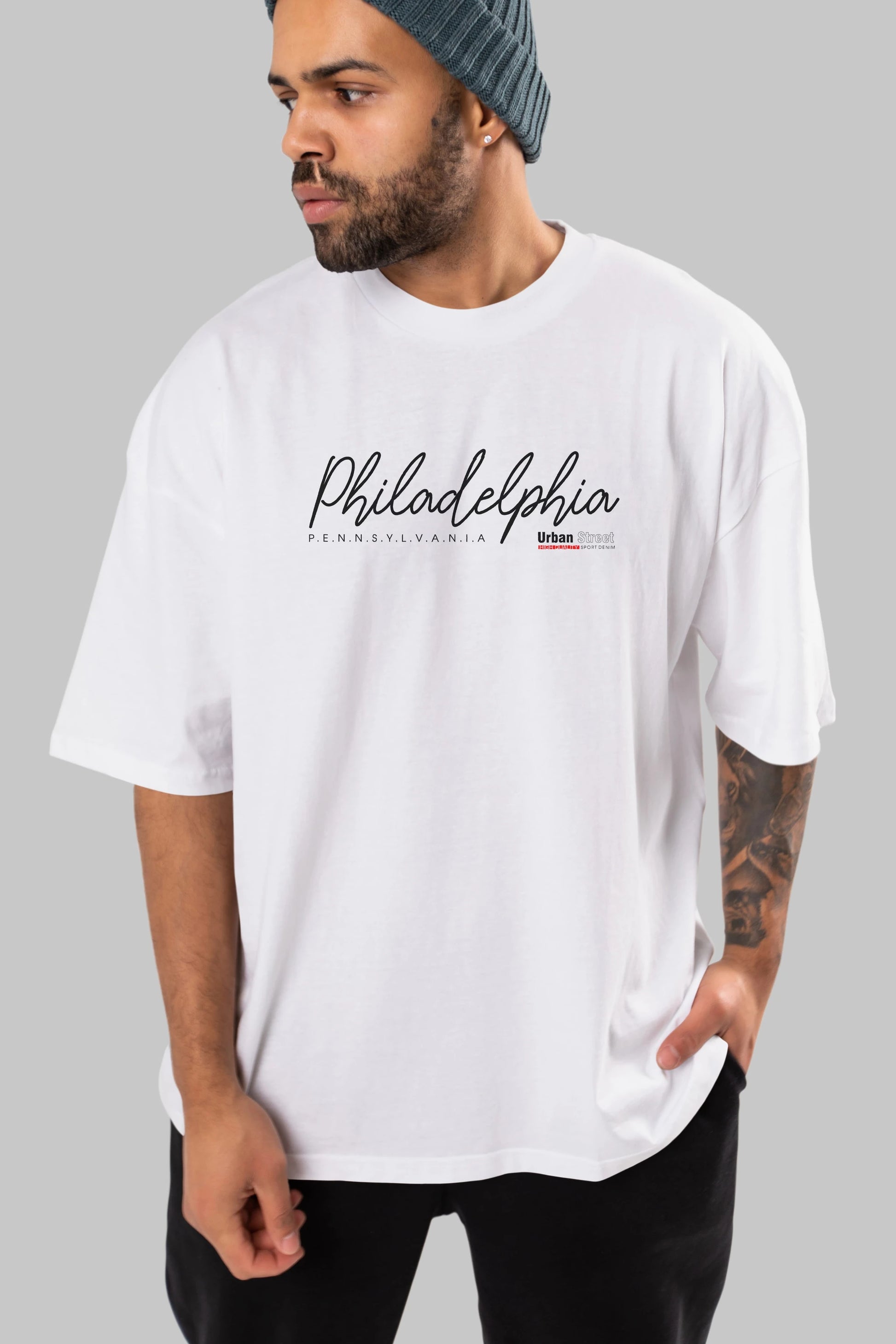 Philadelphia Urban Ön Baskılı Oversize t-shirt Erkek Kadın Unisex