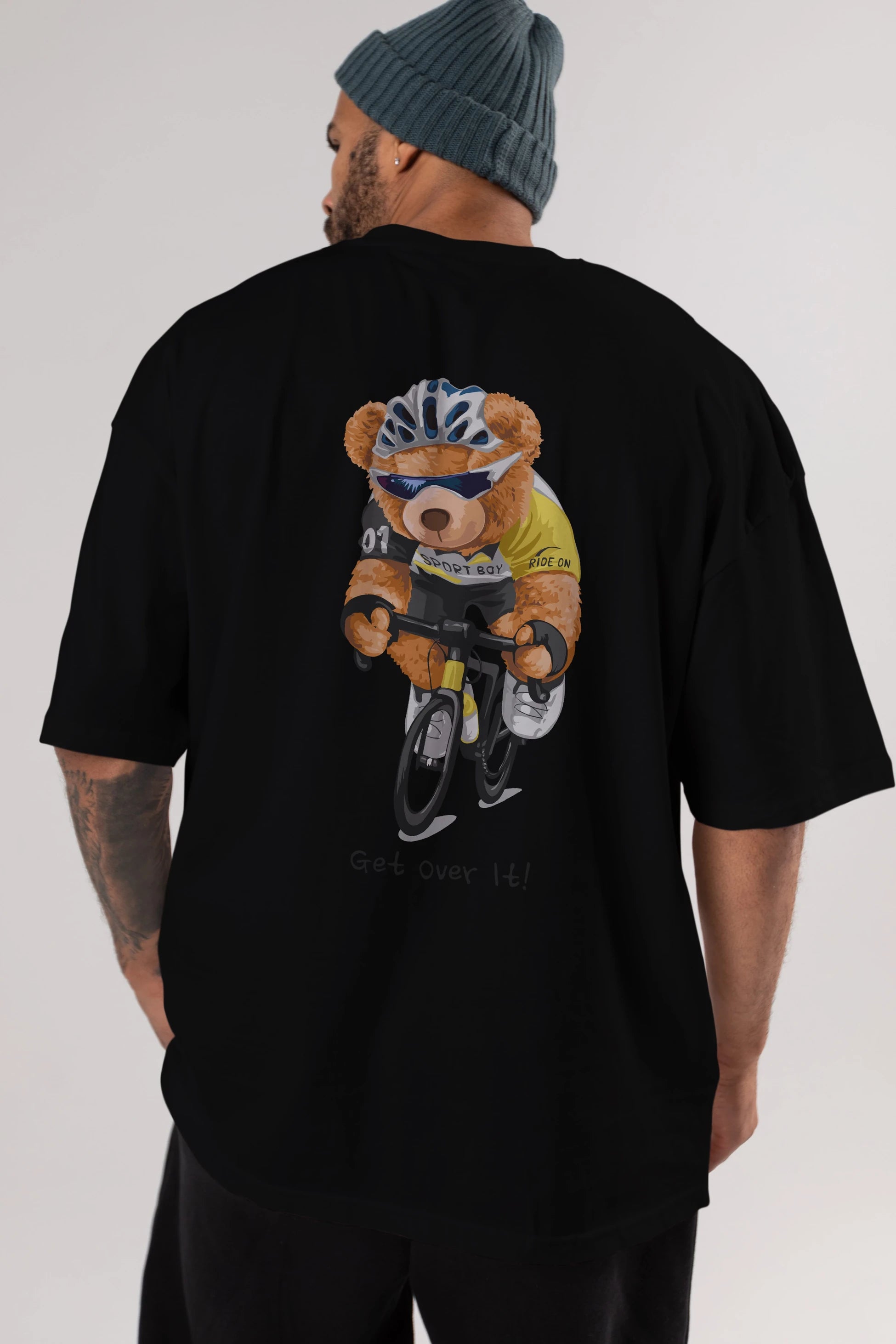 Teddy Bear Sport Boy Arka Baskılı Oversize t-shirt Erkek Kadın Unisex %100 Pamuk