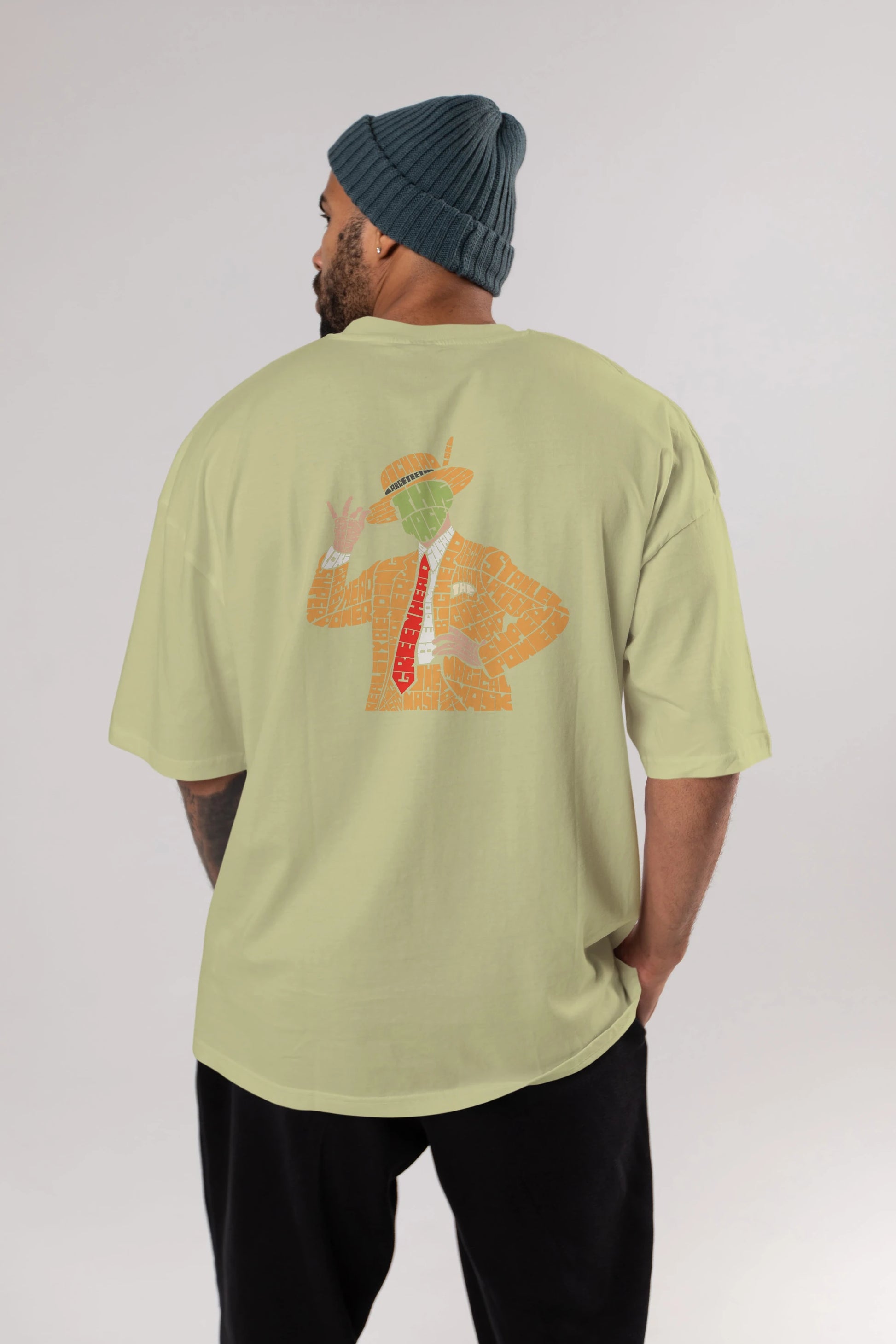 The Mask Arka Baskılı Oversize t-shirt %100 pamuk Erkek Kadın Unisex