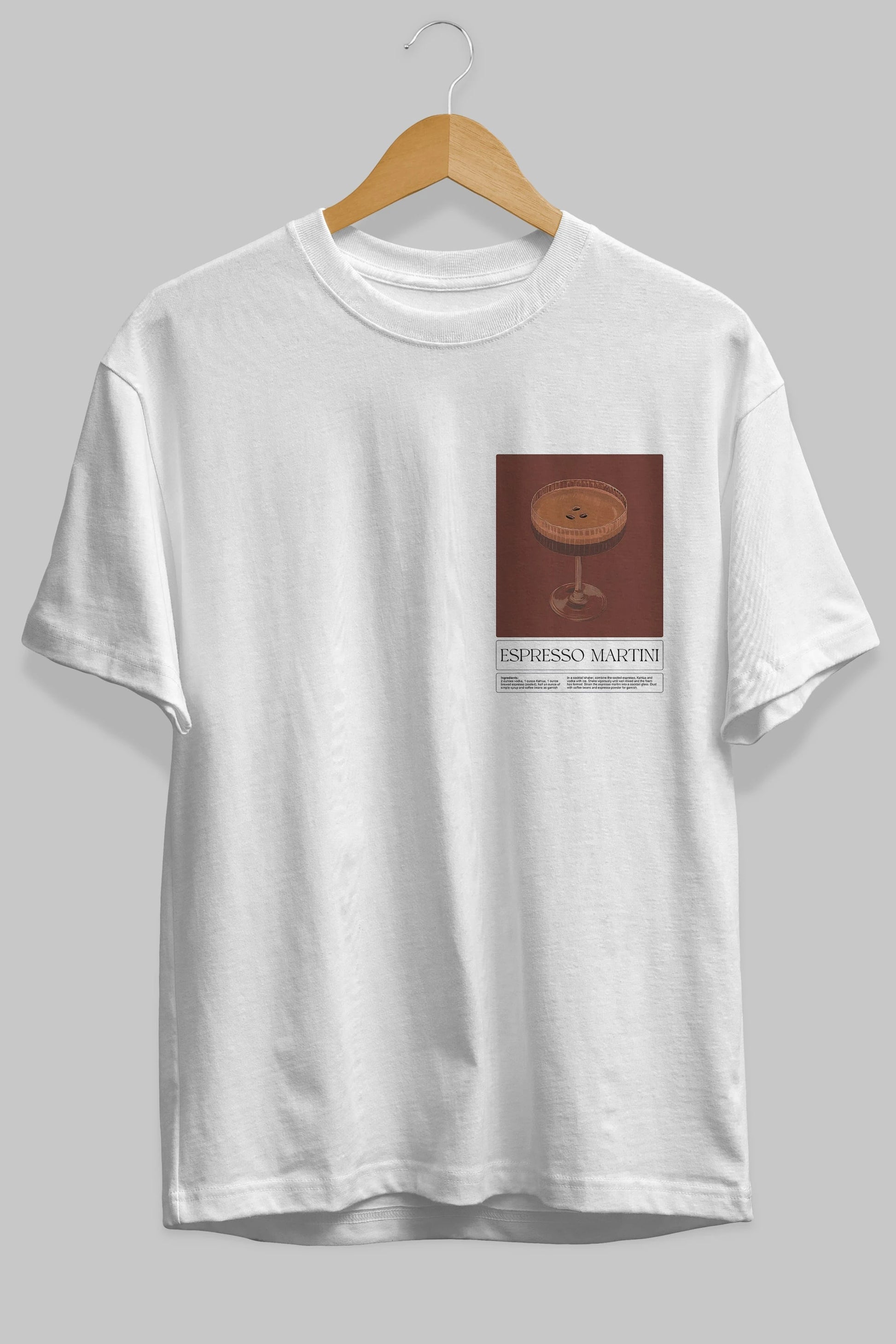 Espresso Martini Ön Sol Baskılı Oversize t-shirt Erkek Kadın Unisex %100 Pamuk Bisiklet Yaka tişort
