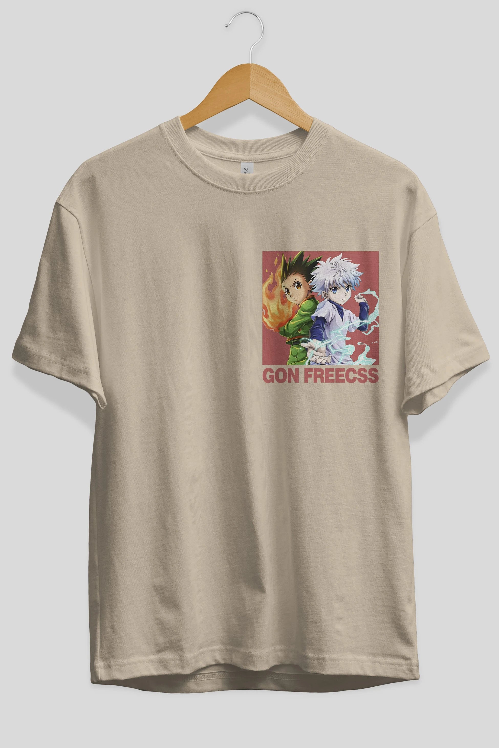 Gon Freecss HUNTER X HUNTER 4 Ön Sol Baskılı Oversize t-shirt Erkek Kadın Unisex %100 Pamuk Bisiklet Yaka tişort