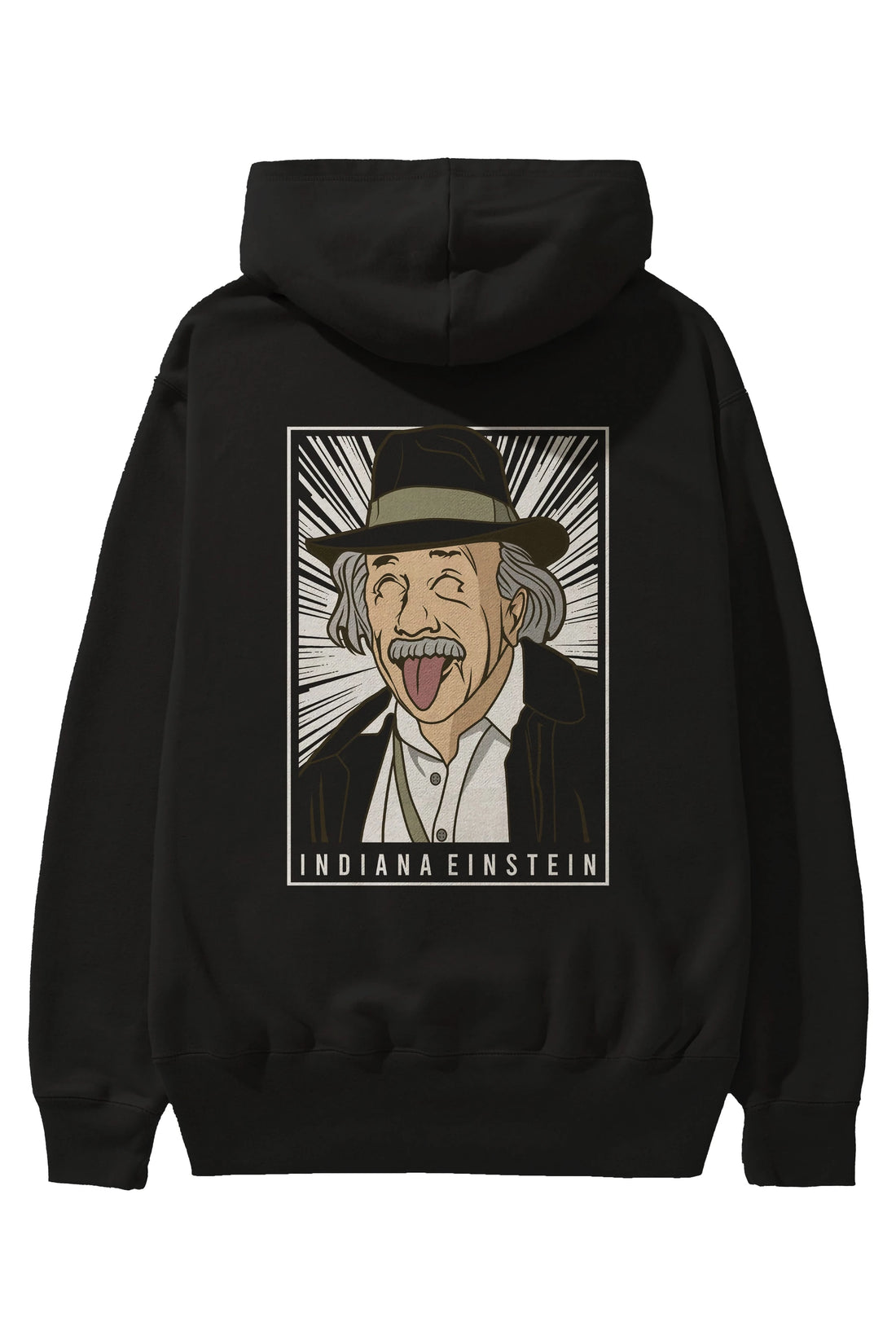 Indiana Jones Einstein Arka Baskılı Hoodie Oversize Kapüşonlu Sweatshirt Erkek Kadın Unisex