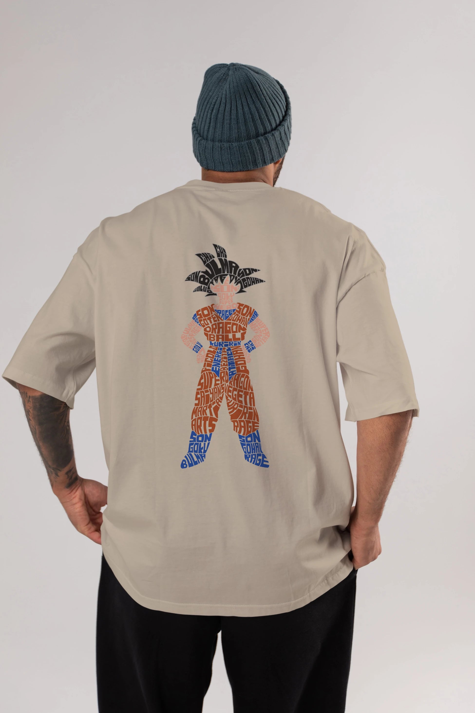 Goku Arka Baskılı Oversize t-shirt %100 pamuk Erkek Kadın Unisex