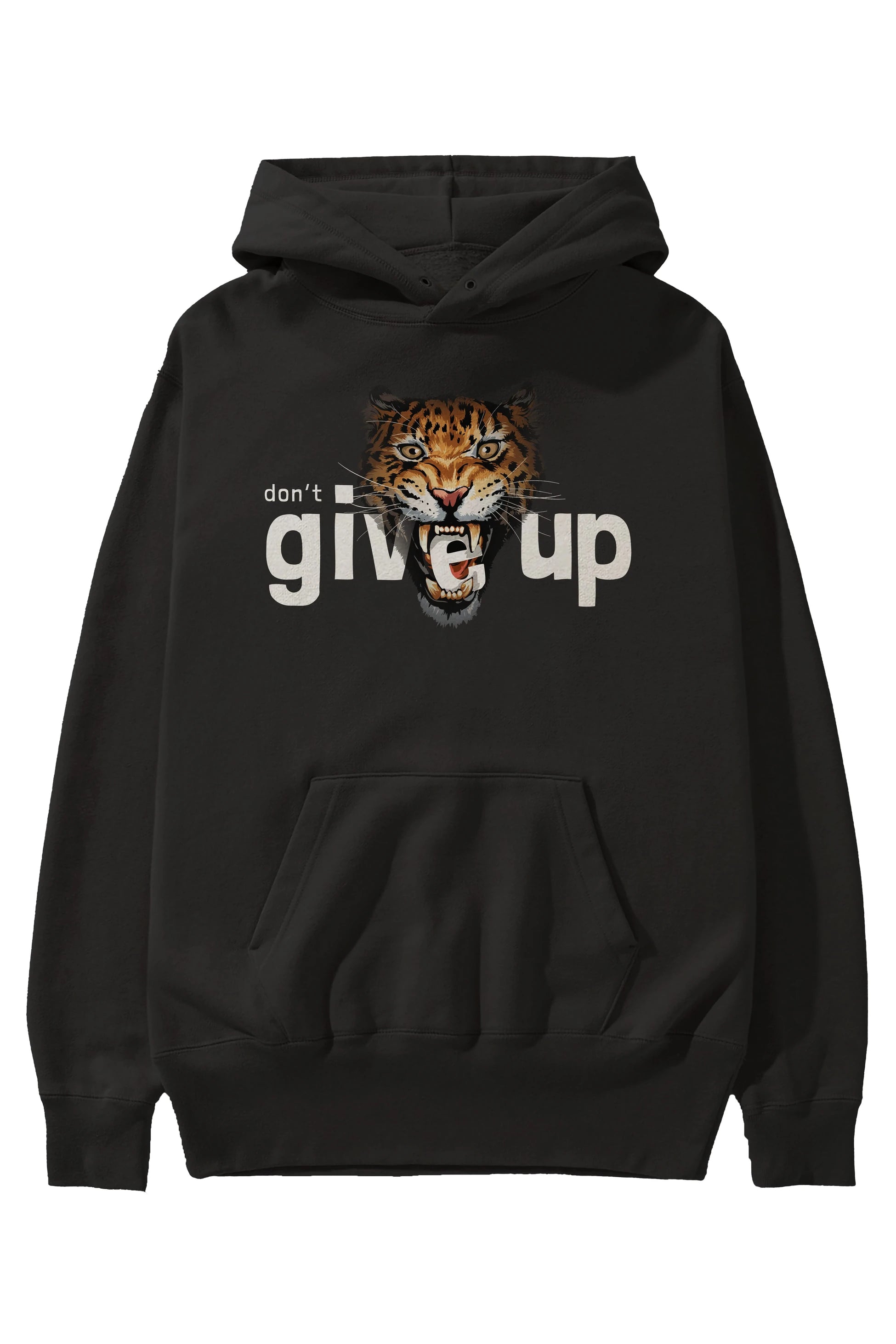 Teddy Bear Dont Give Up Ön Baskılı Hoodie Oversize Kapüşonlu Sweatshirt Erkek Kadın Unisex