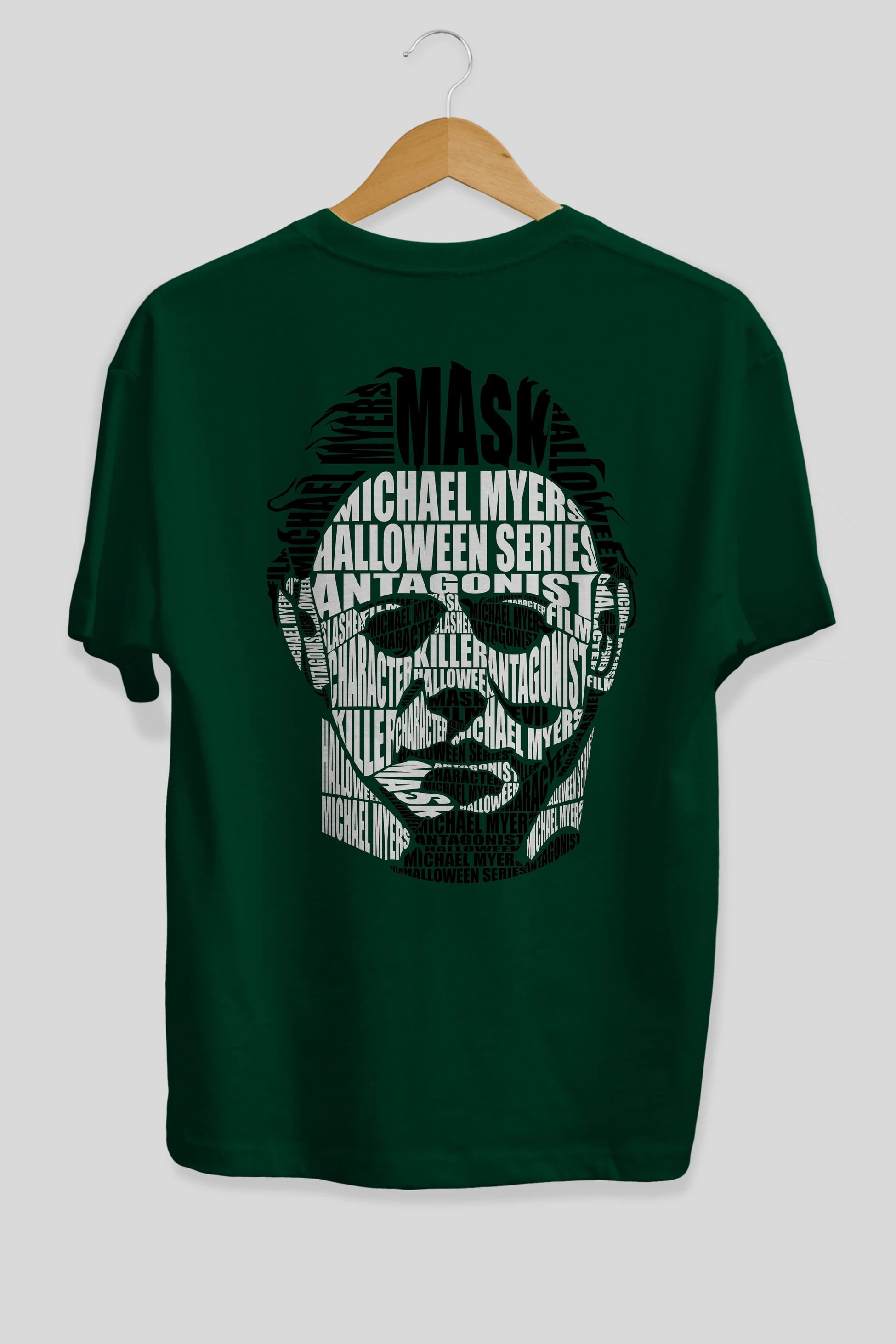 Michael Myers Calligram Arka Baskılı Oversize t-shirt %100 pamuk Erkek Kadın Unisex
