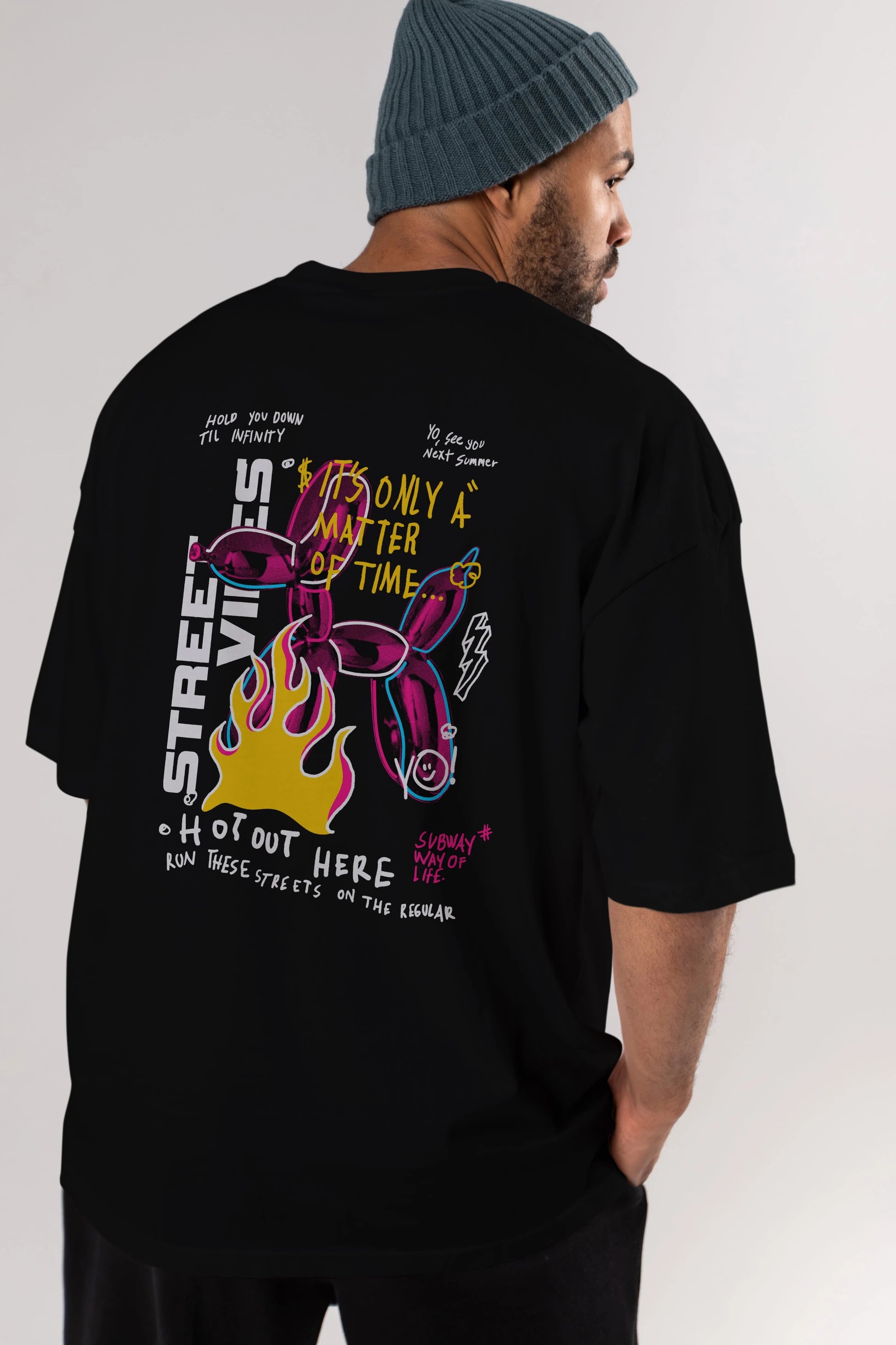 Street Vibes Arka Baskılı Oversize t-shirt Erkek Kadın Unisex
