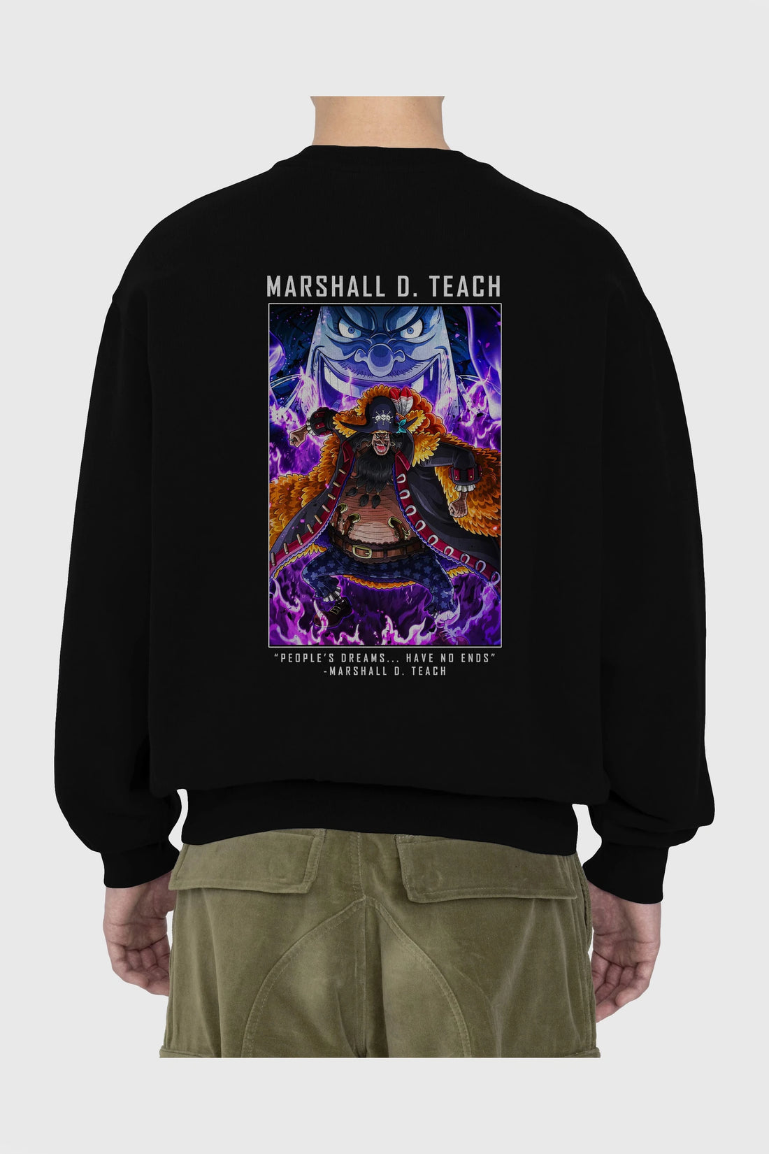 Blackbeard Arka Baskılı Anime Oversize Sweatshirt Erkek Kadın Unisex