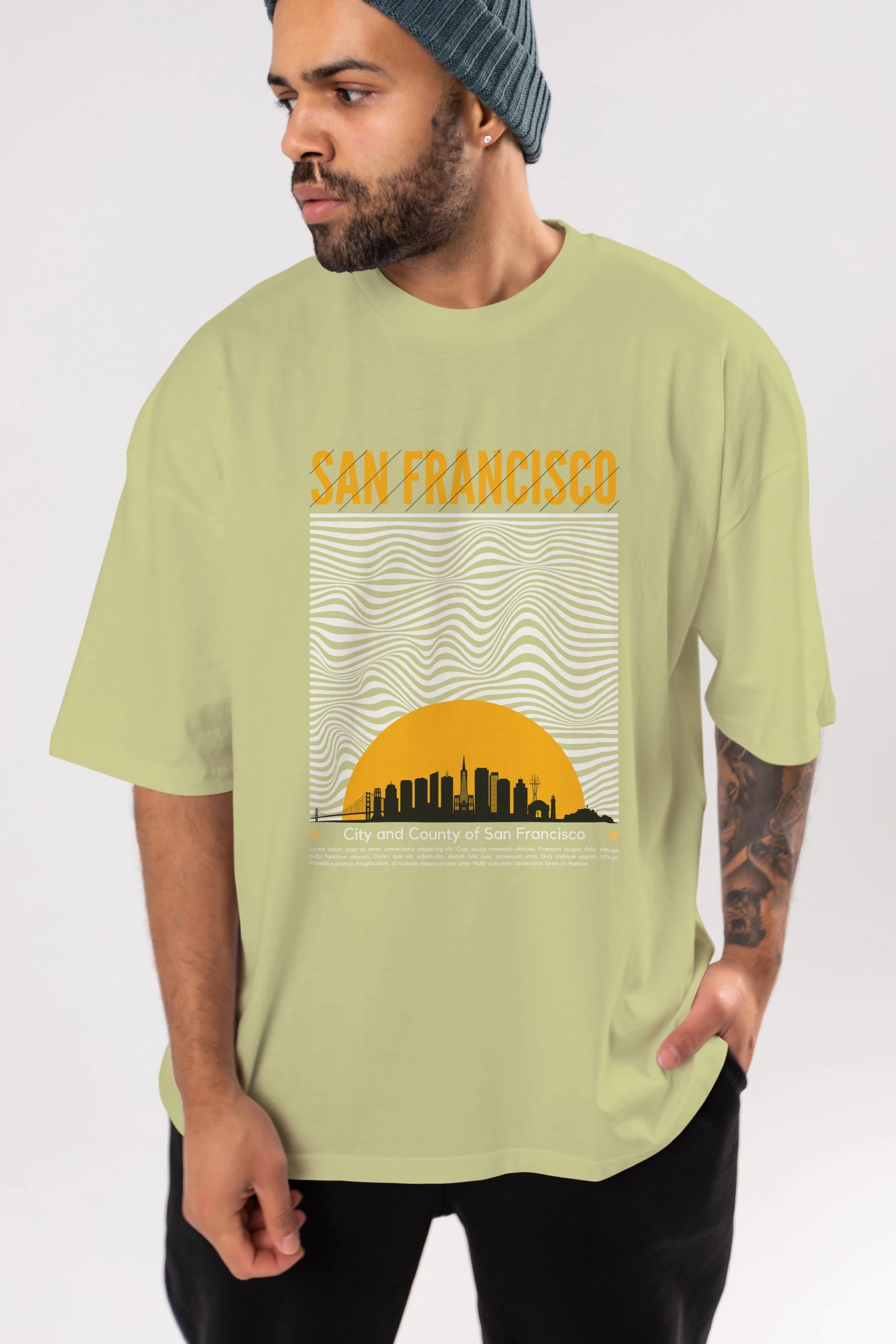 San Francisco Yazılı Ön Baskılı Oversize t-shirt Erkek Kadın Unisex
