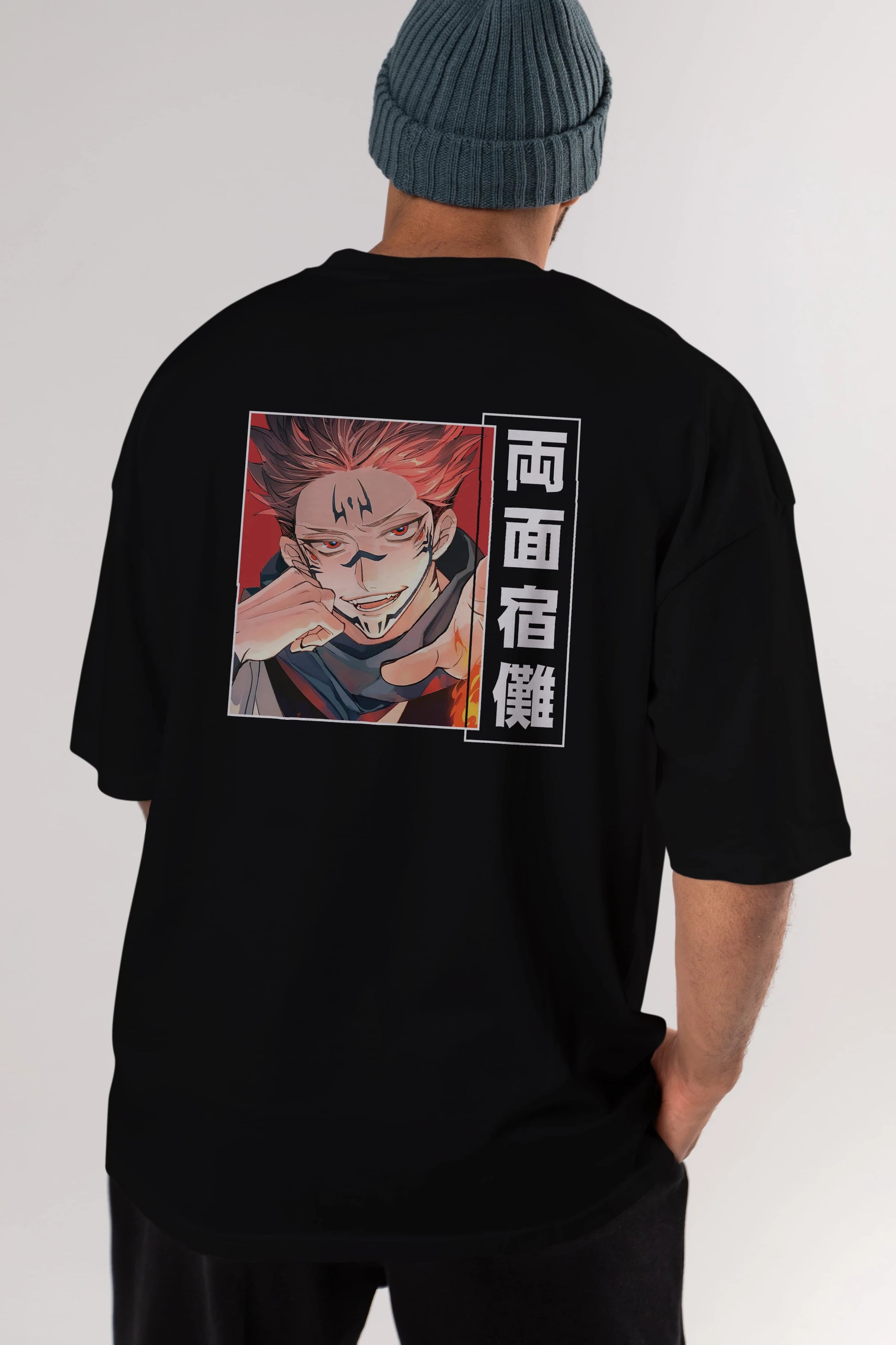 Sukuna Ryoumen 4 Anime Arka Baskılı Oversize t-shirt Erkek Kadın Unisex