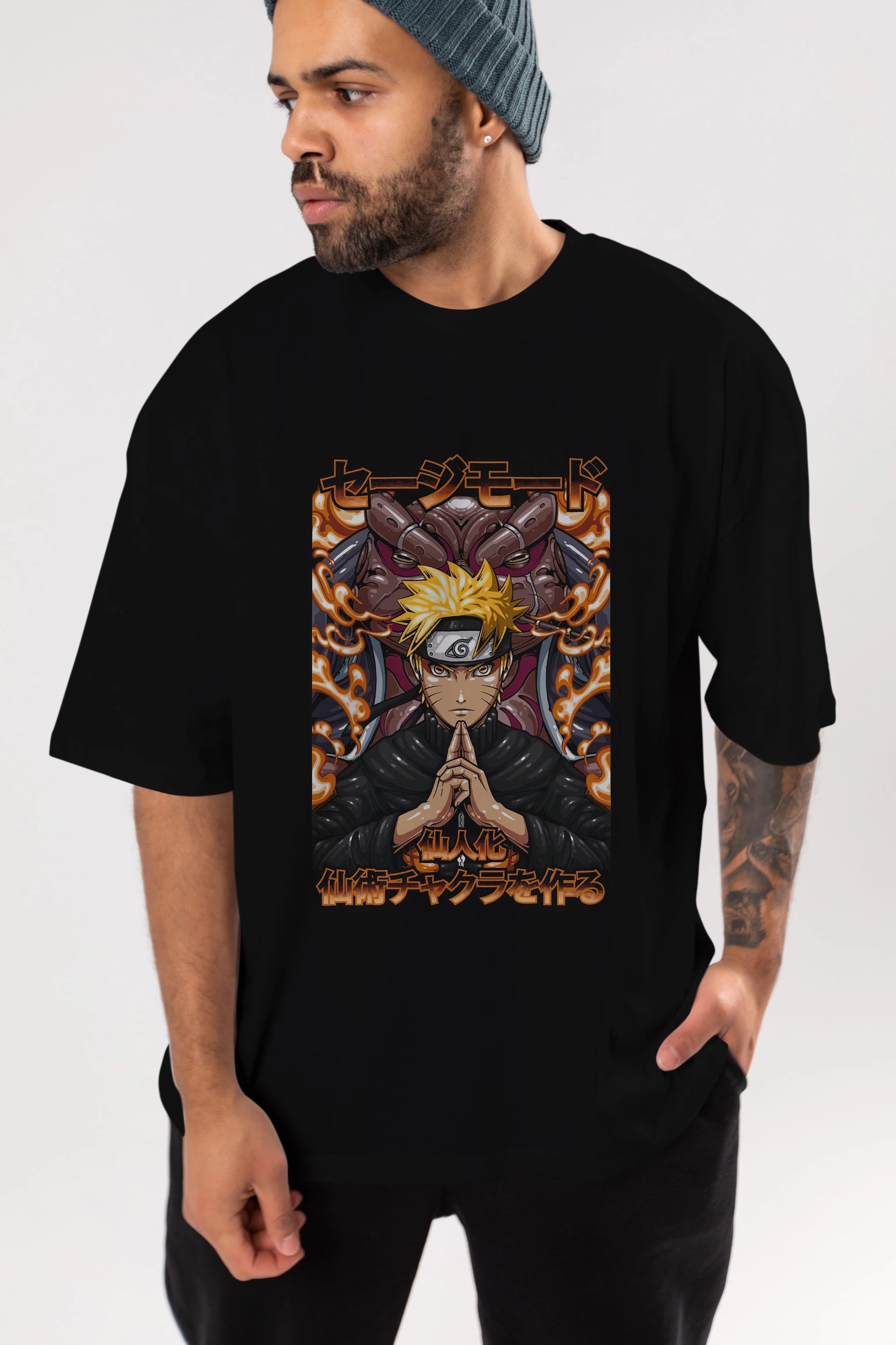 NARUTO (10) Anime Ön Baskılı Oversize t-shirt %100 pamuk Erkek Kadın Unisex