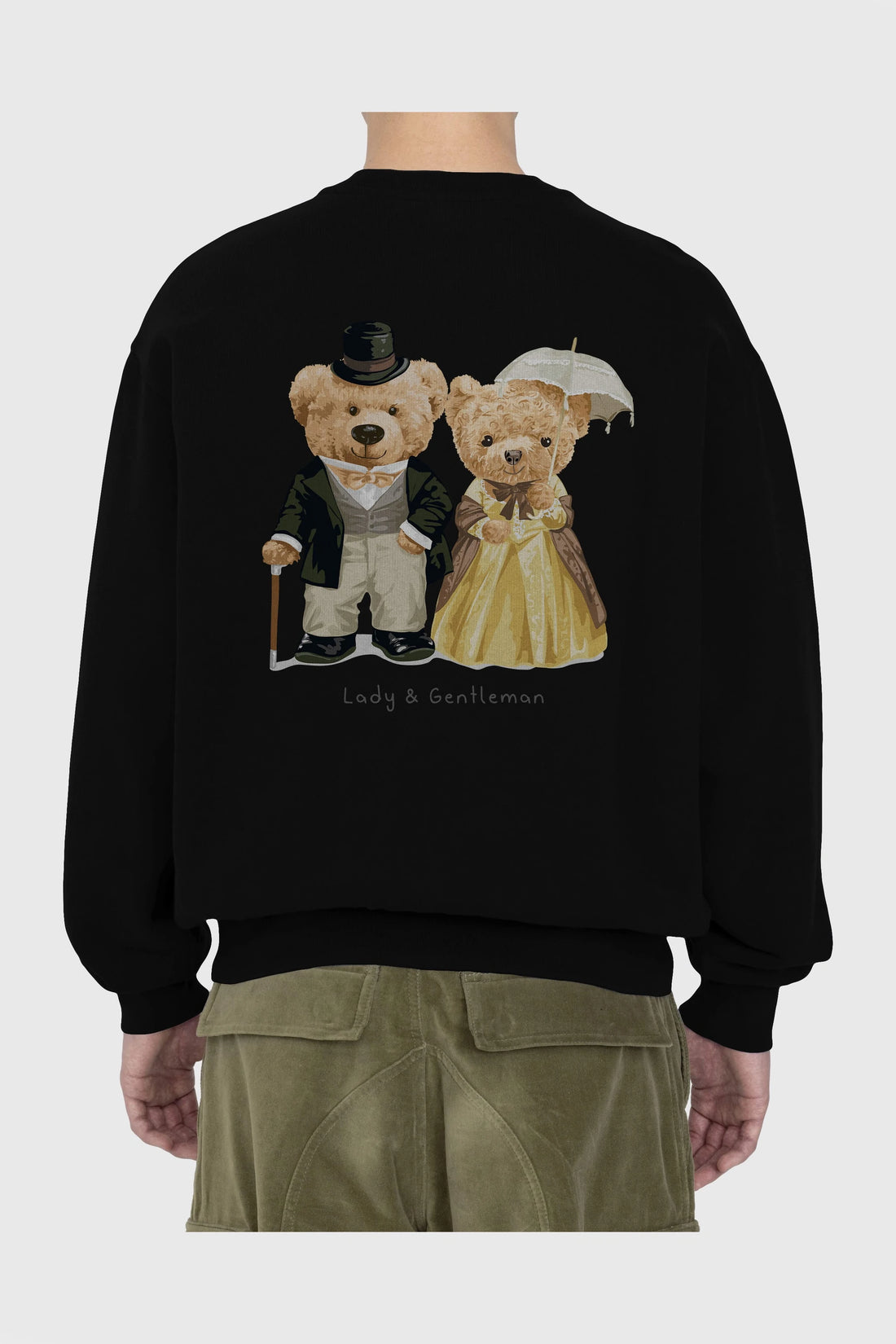 Teddy Bear Couple Arka Baskılı Oversize Sweatshirt Erkek Kadın Unisex