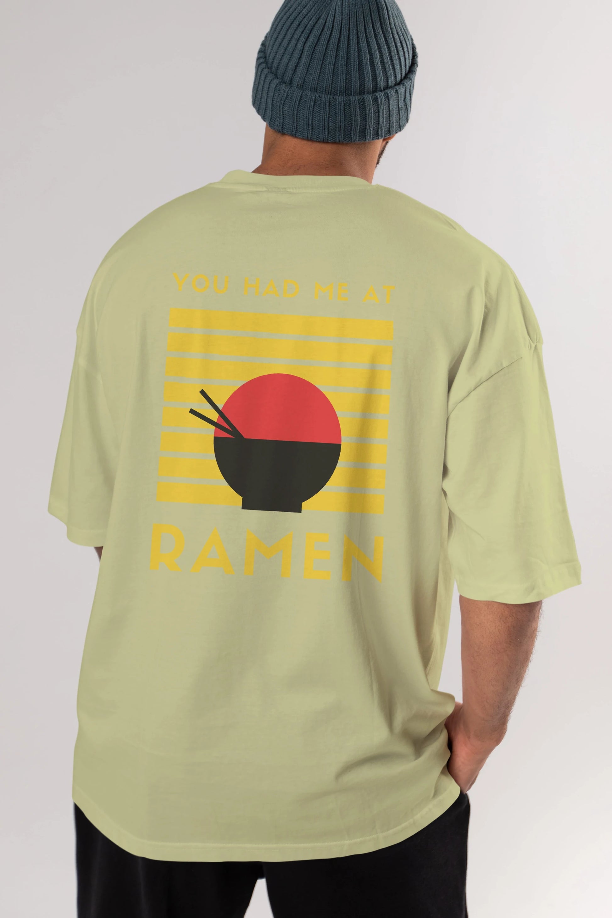 You Had me at Ramen Yazılı Arka Baskılı Oversize t-shirt Erkek Kadın Unisex