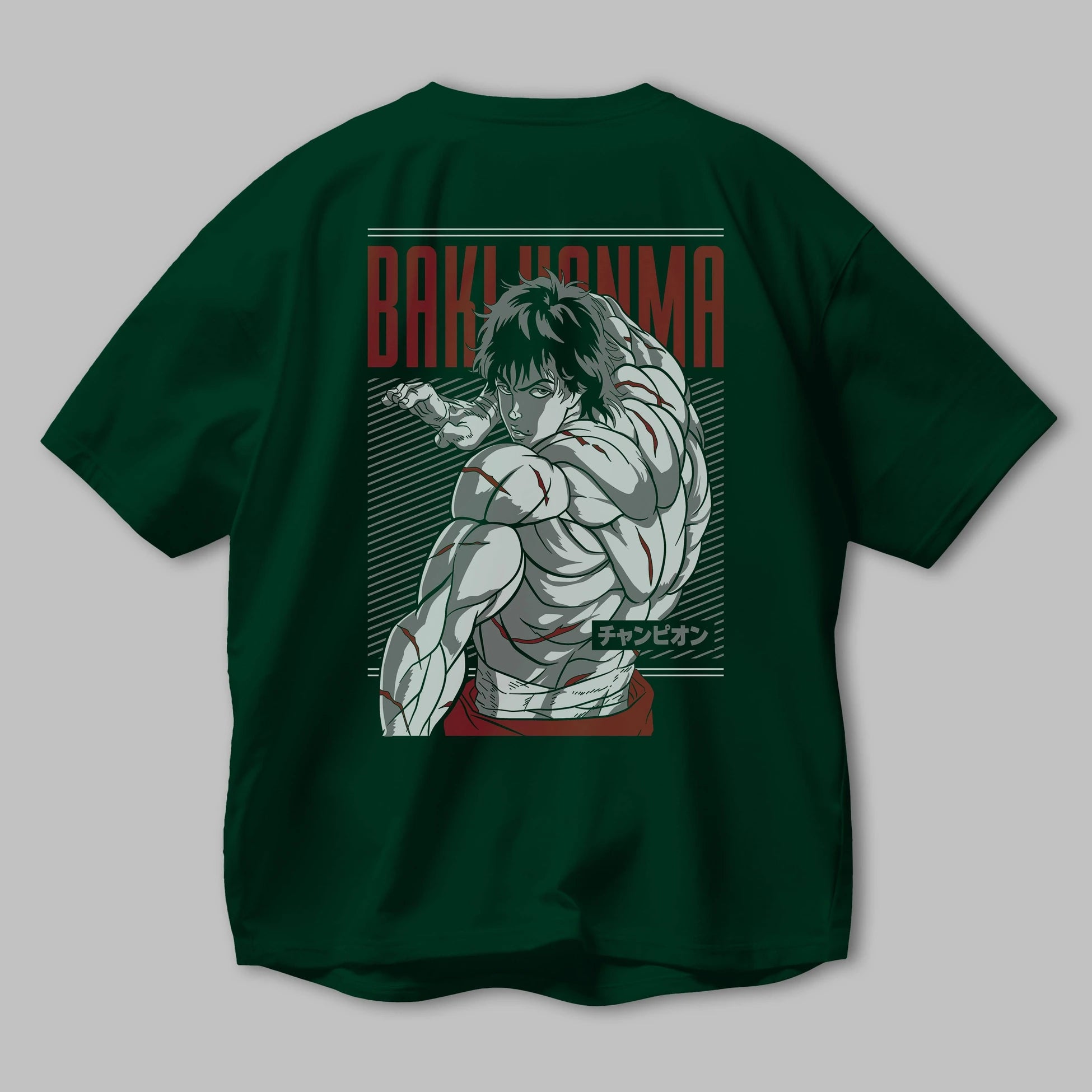 BAKI HANMA Anime Arka Baskılı Oversize t-shirt Erkek Kadın Unisex