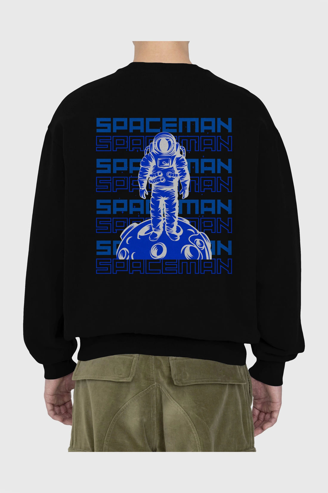 Spaceman Yazılı Arka Baskılı Oversize Sweatshirt Erkek Kadın Unisex