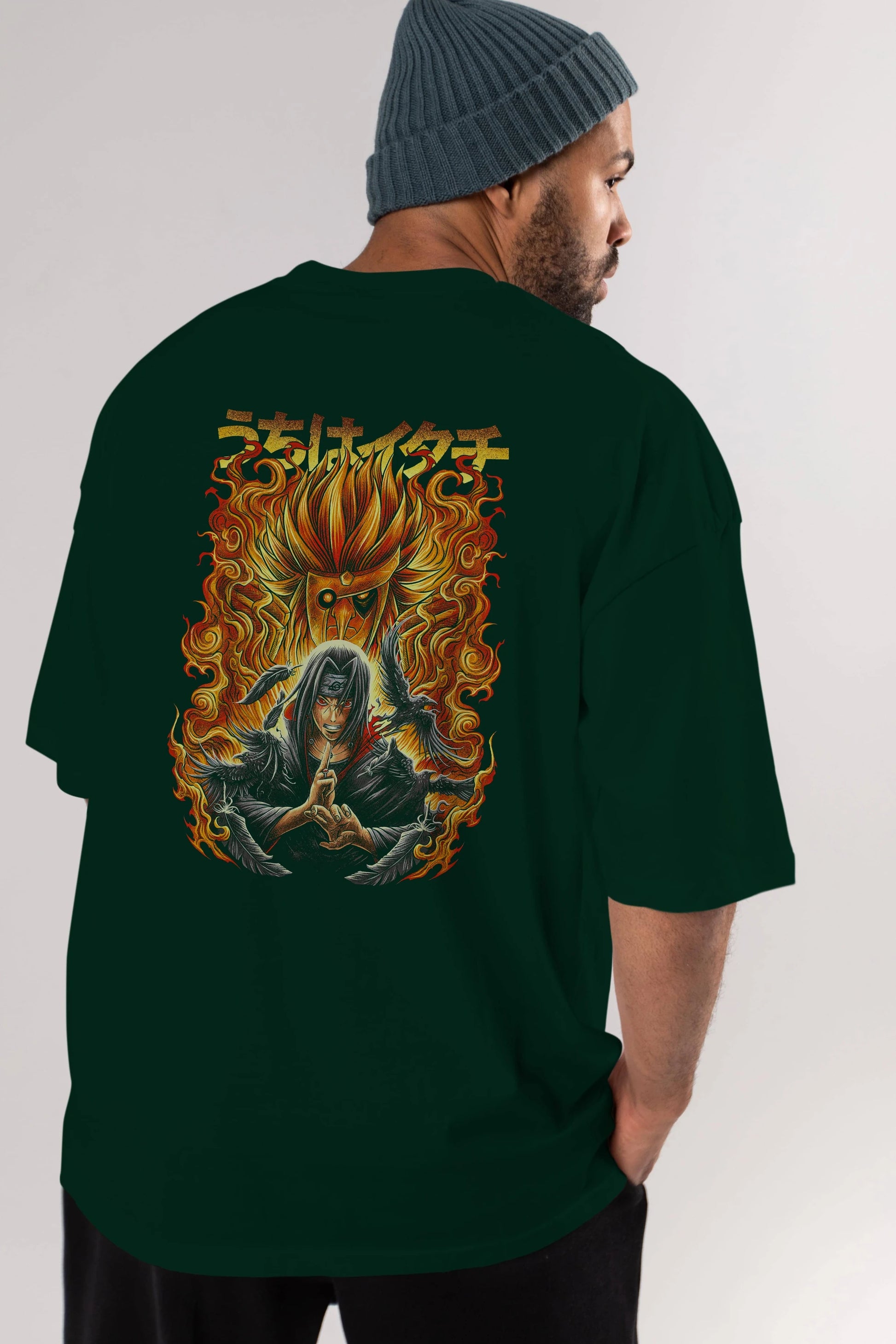 NARUTO ITACHI UCHIHA Anime Arka Baskılı Oversize t-shirt Erkek Kadın Unisex