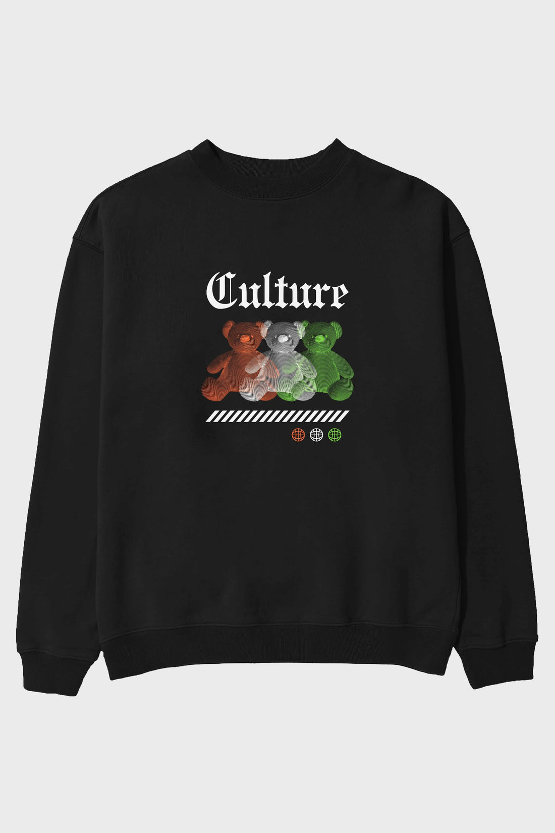 Culture Bear Ön Baskılı Oversize Sweatshirt Erkek Kadın Unisex