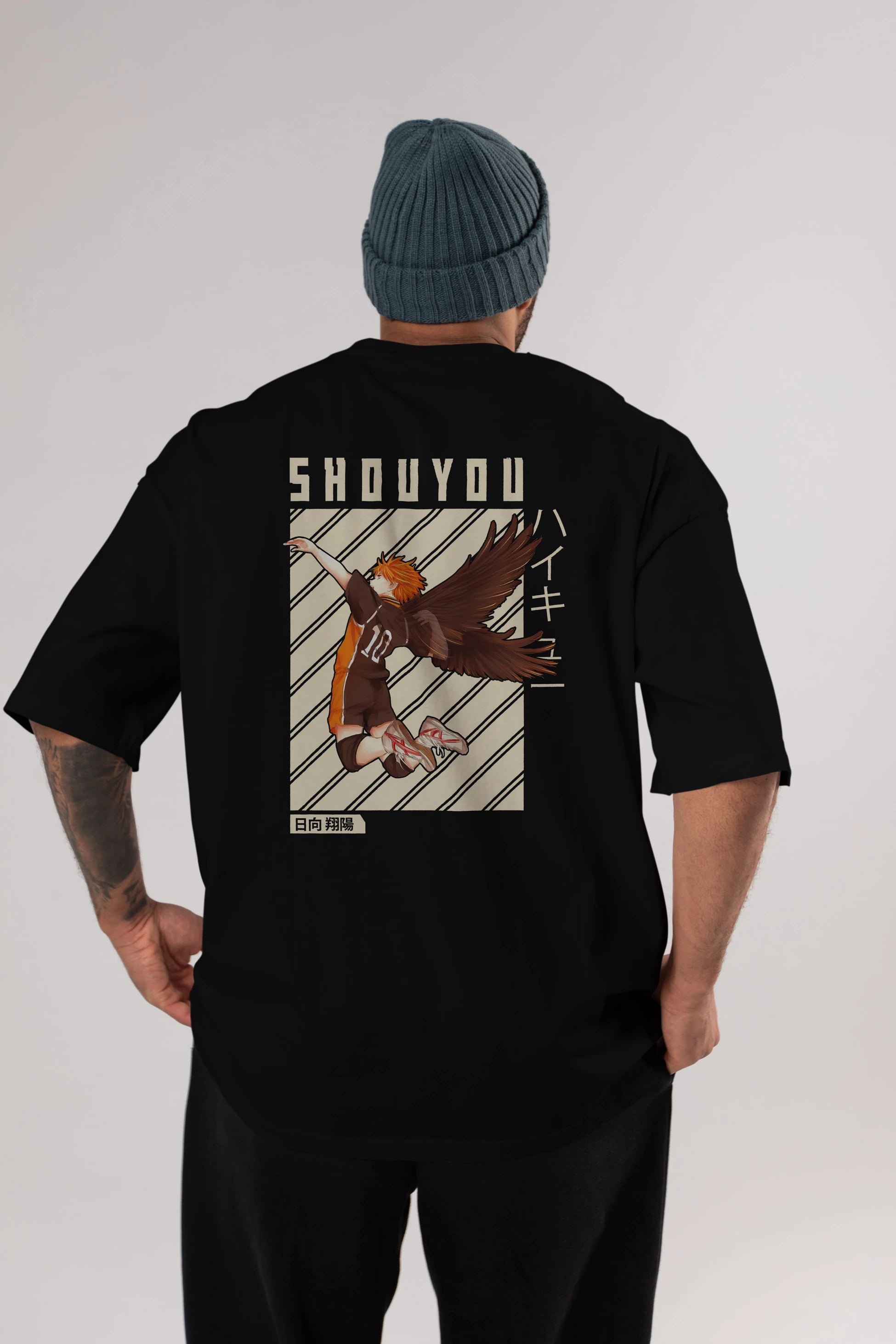 Shouyou Hinata 3 Anime Arka Baskılı Oversize t-shirt Erkek Kadın Unisex