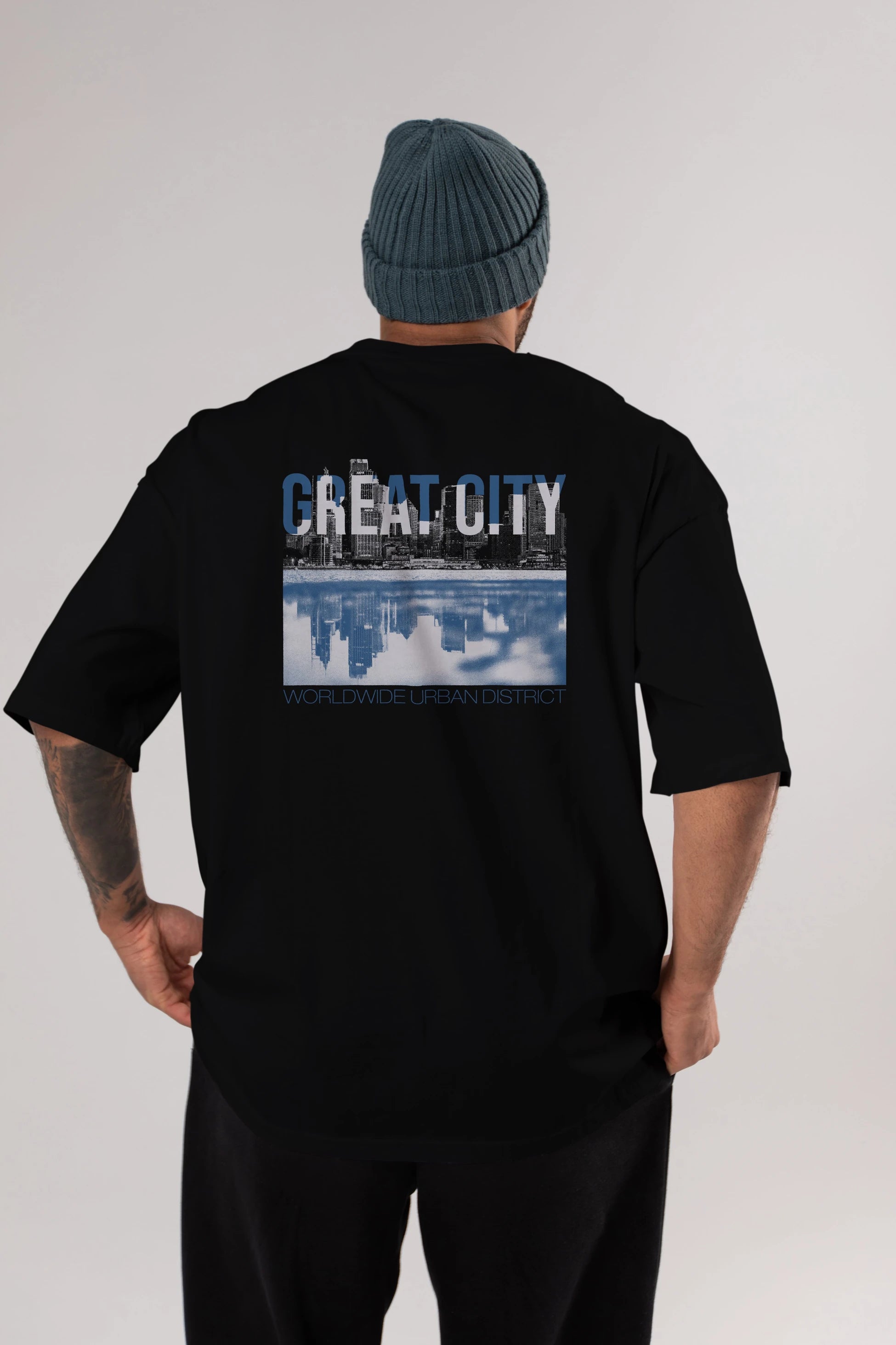 Great City Arka Baskılı Oversize t-shirt Erkek Kadın Unisex