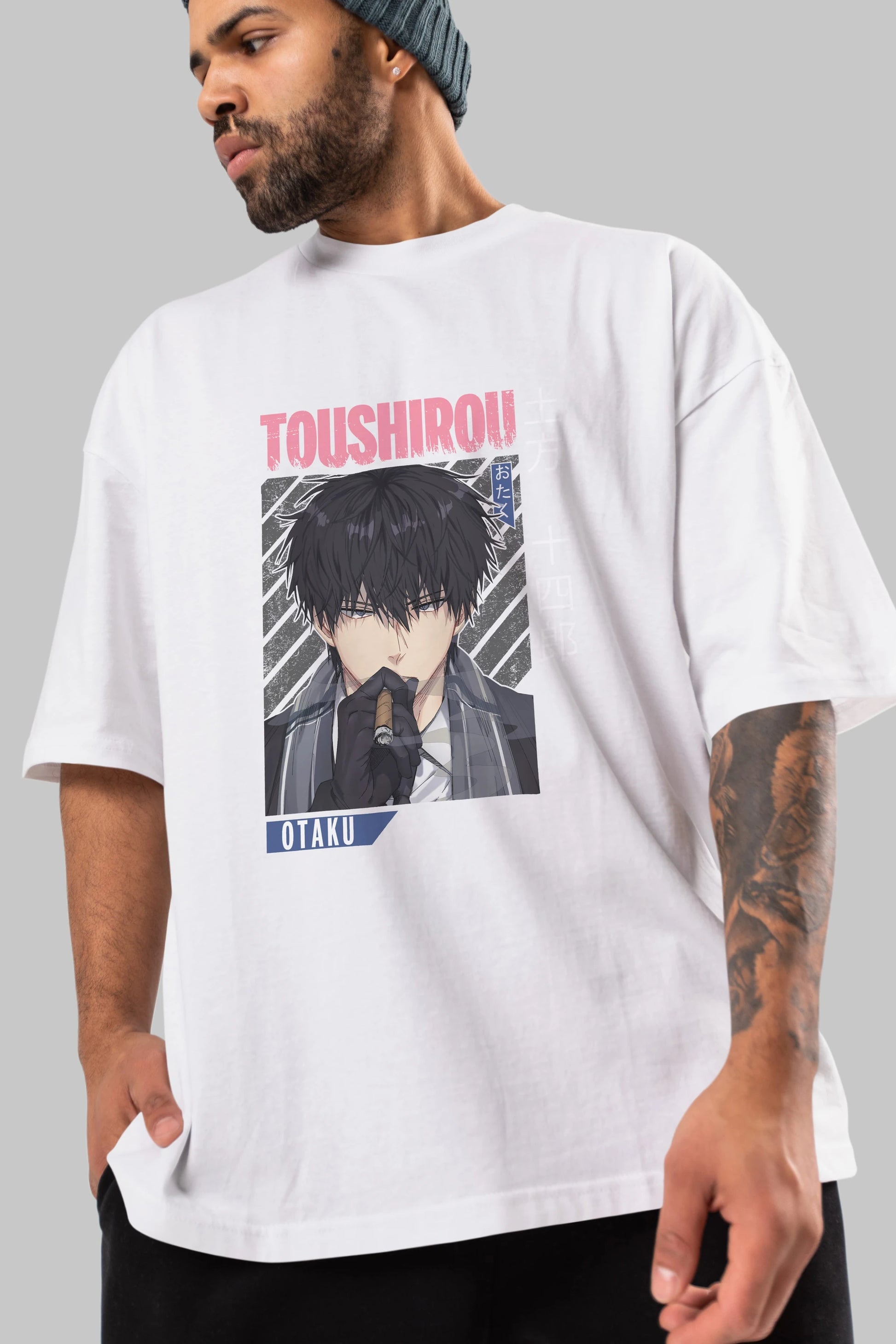 Toushirou Hijikata 2 Anime Ön Baskılı Oversize t-shirt %100 pamuk Erkek Kadın Unisex