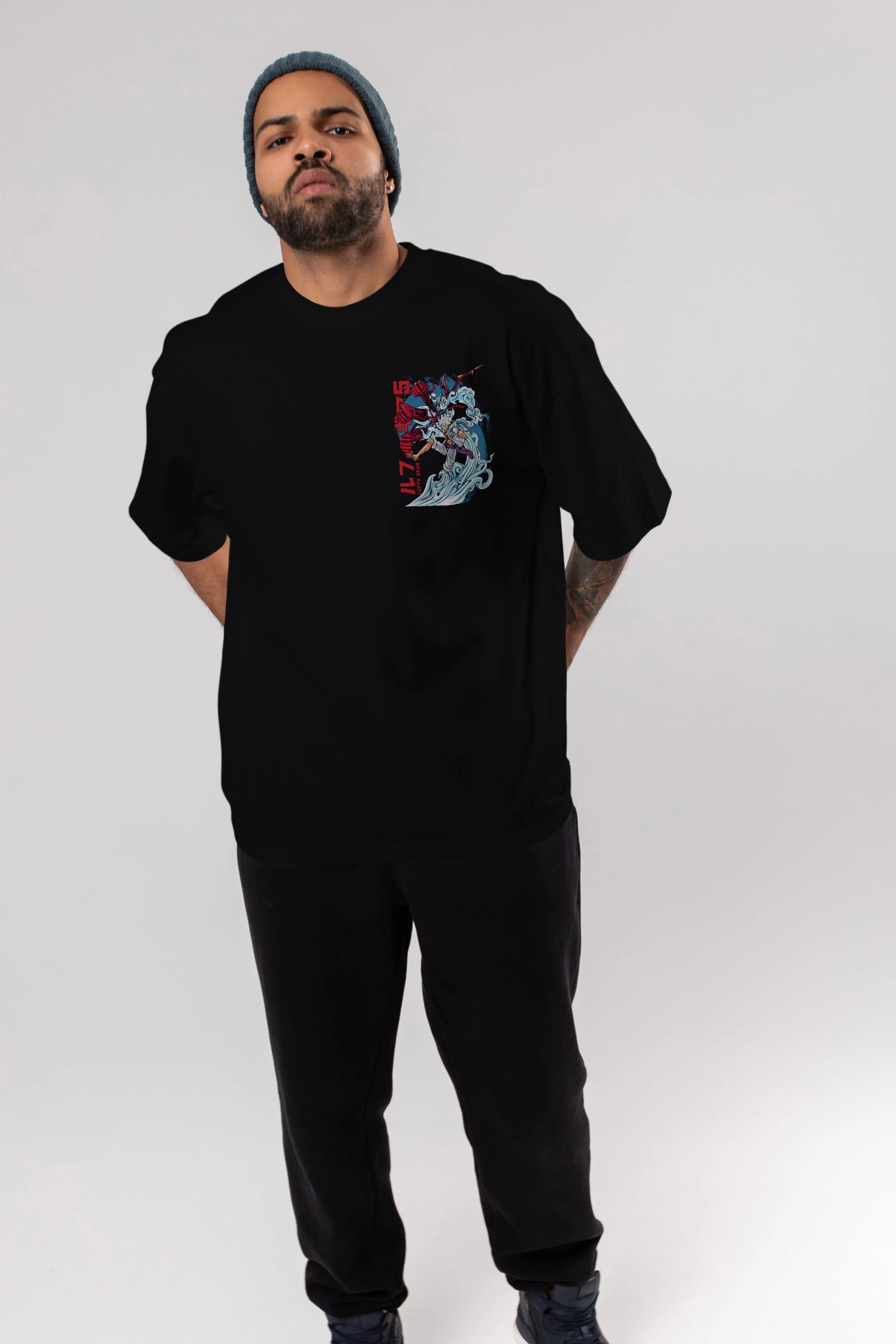 MONKEY D. LUFFY GEAR5 2 Ön Sol Baskılı Oversize t-shirt Erkek Kadın Unisex %100 Pamuk Bisiklet Yaka tişort