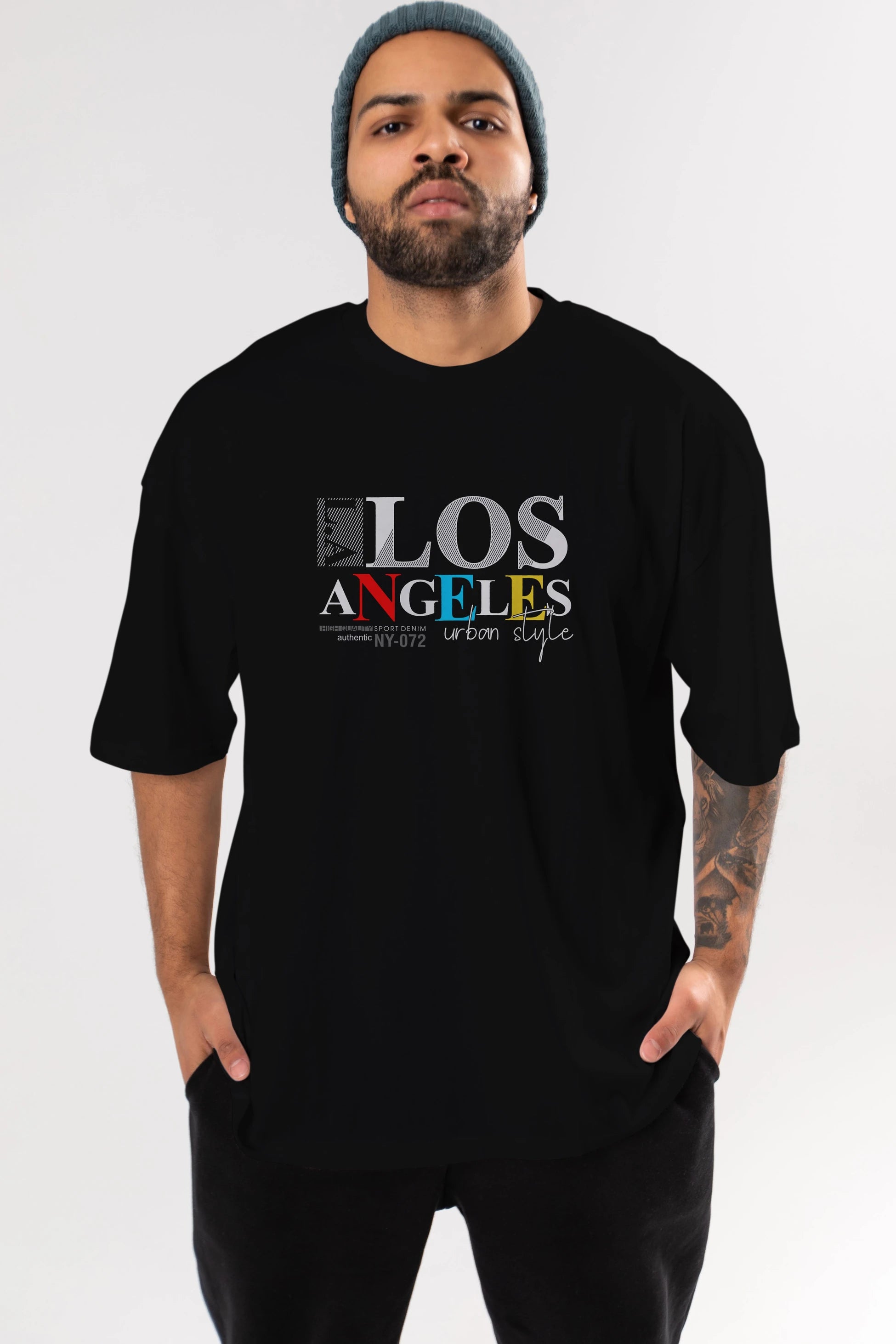Los Angeles Style Ön Baskılı Oversize t-shirt Erkek Kadın Unisex