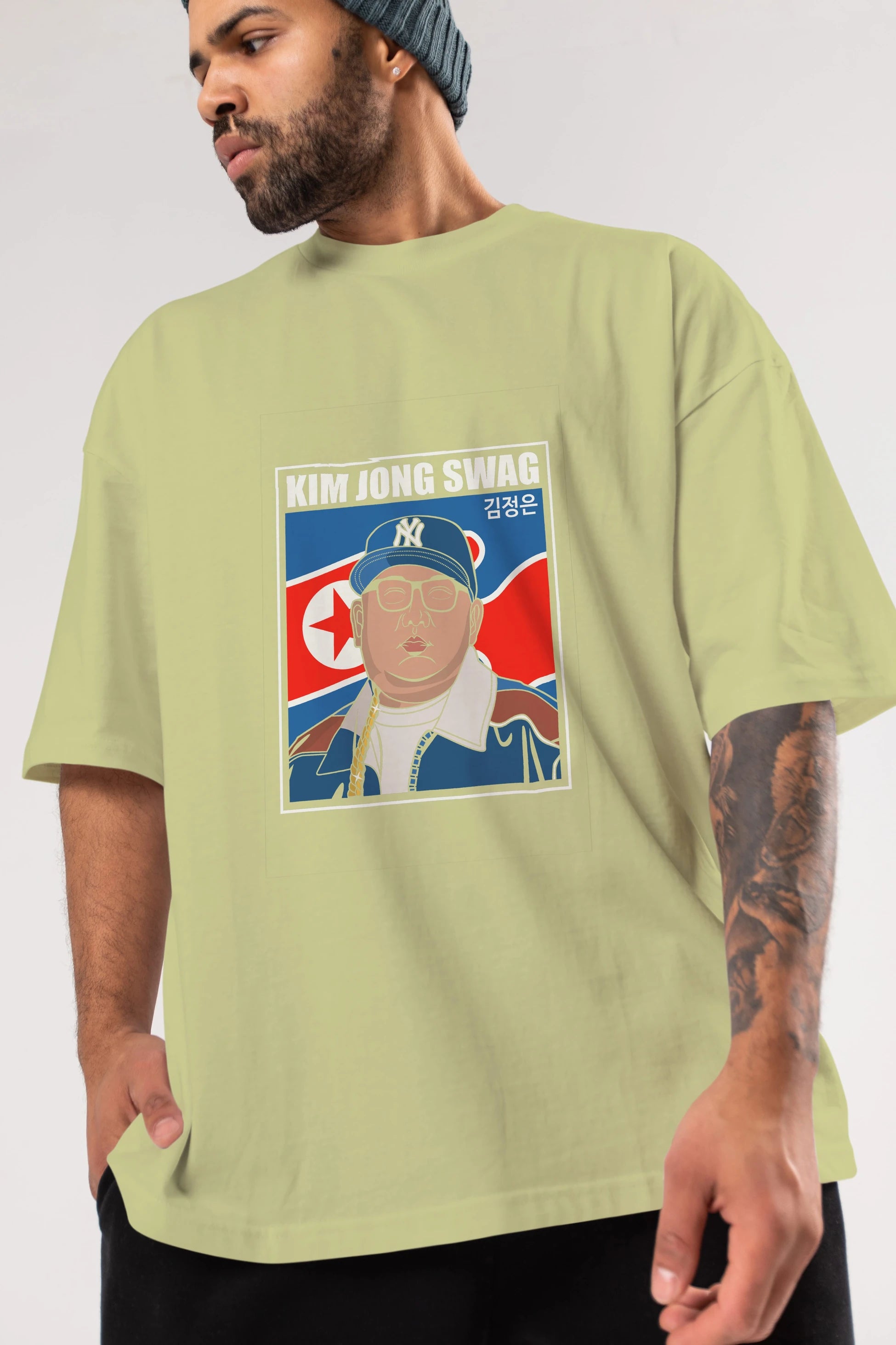 King Jong Swag Ön Baskılı Oversize t-shirt Erkek Kadın Unisex %100 Pamuk tişort
