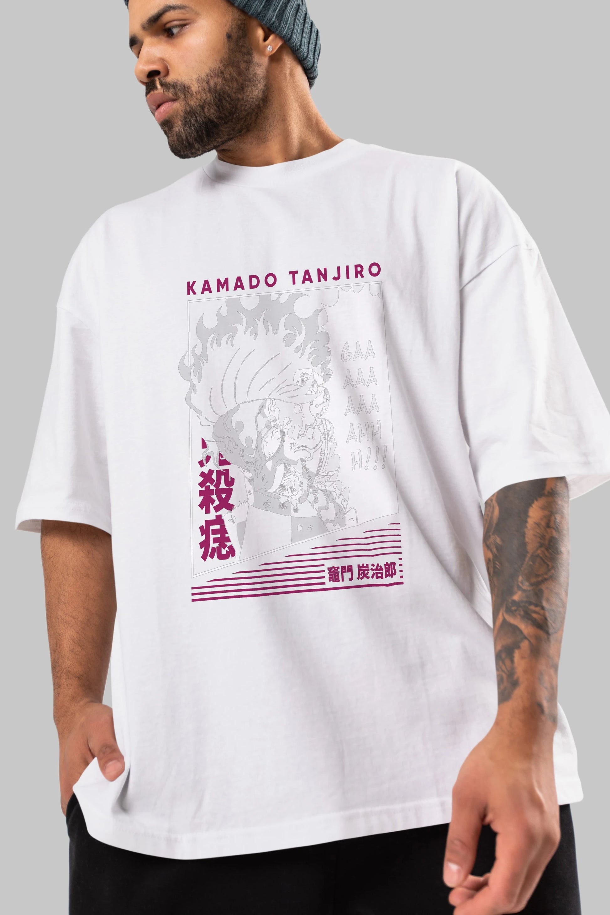 TANJIRO KAMADO 3 Anime Ön Baskılı Oversize t-shirt %100 pamuk Erkek Kadın Unisex