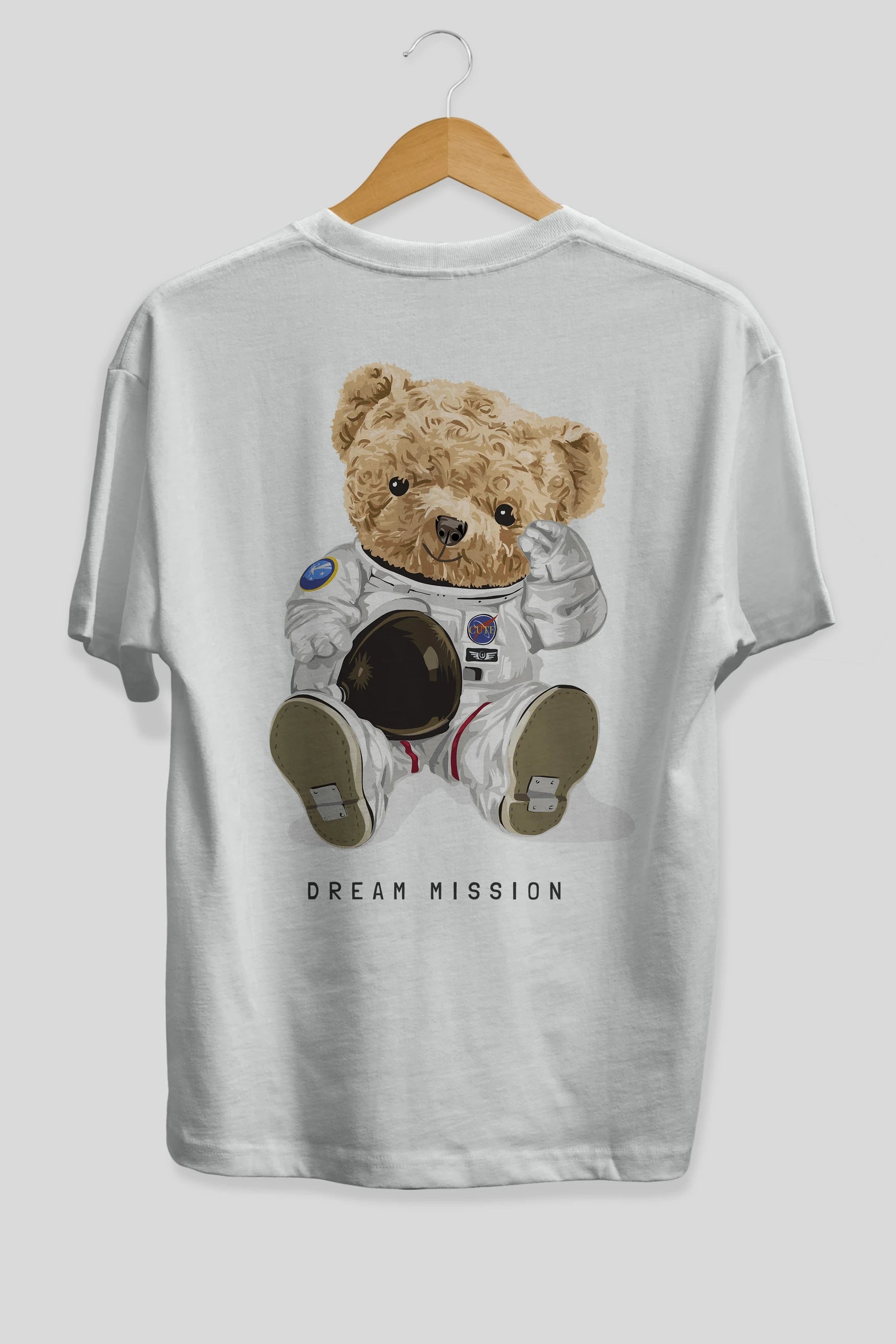 Teddy Bear Asrtonot Arka Baskılı Oversize t-shirt Erkek Kadın Unisex %100 Pamuk