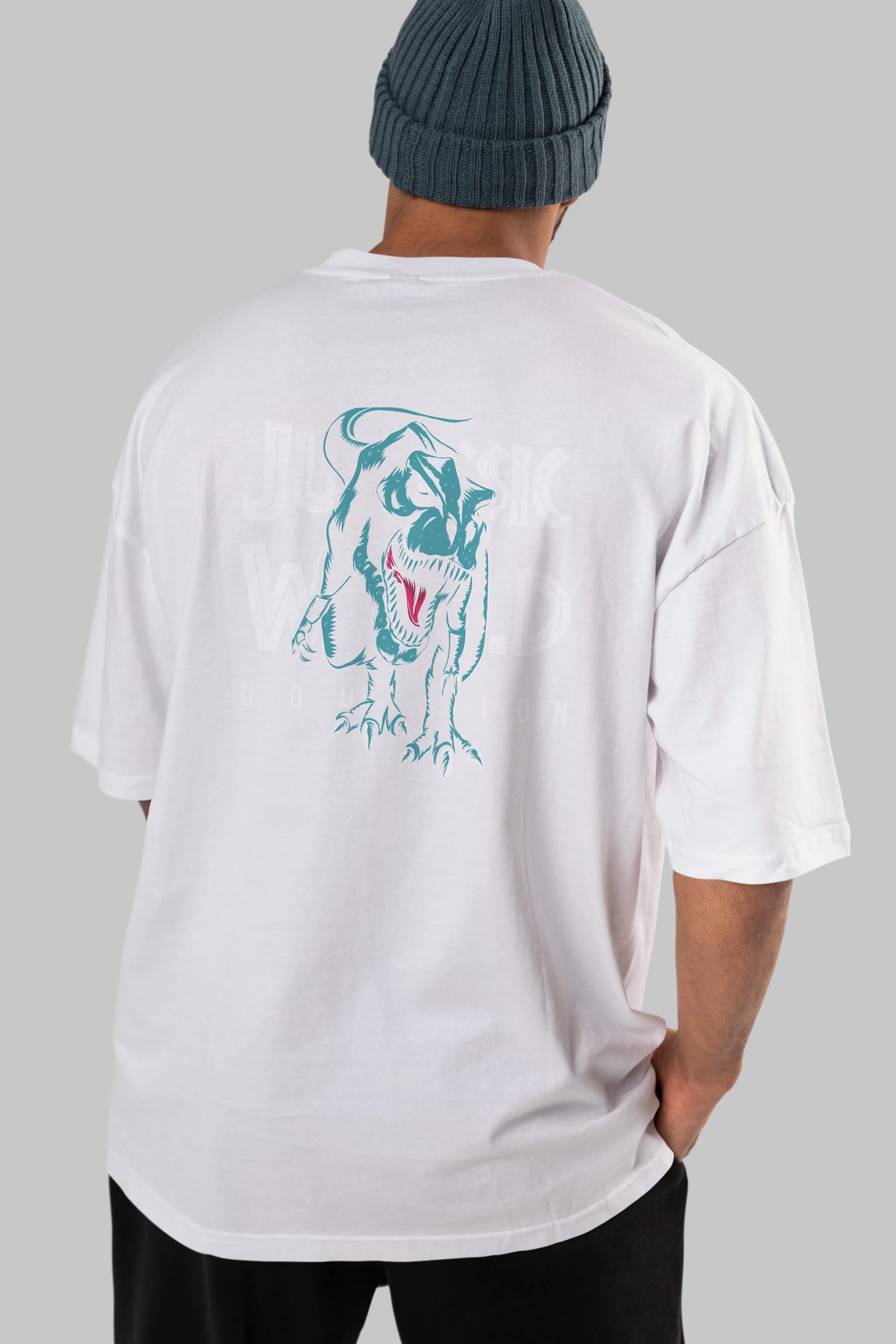 Jurassic Park (1) Arka Baskılı Oversize t-shirt Erkek Kadın Unisex %100 Pamuk Bisiklet Yaka tişort