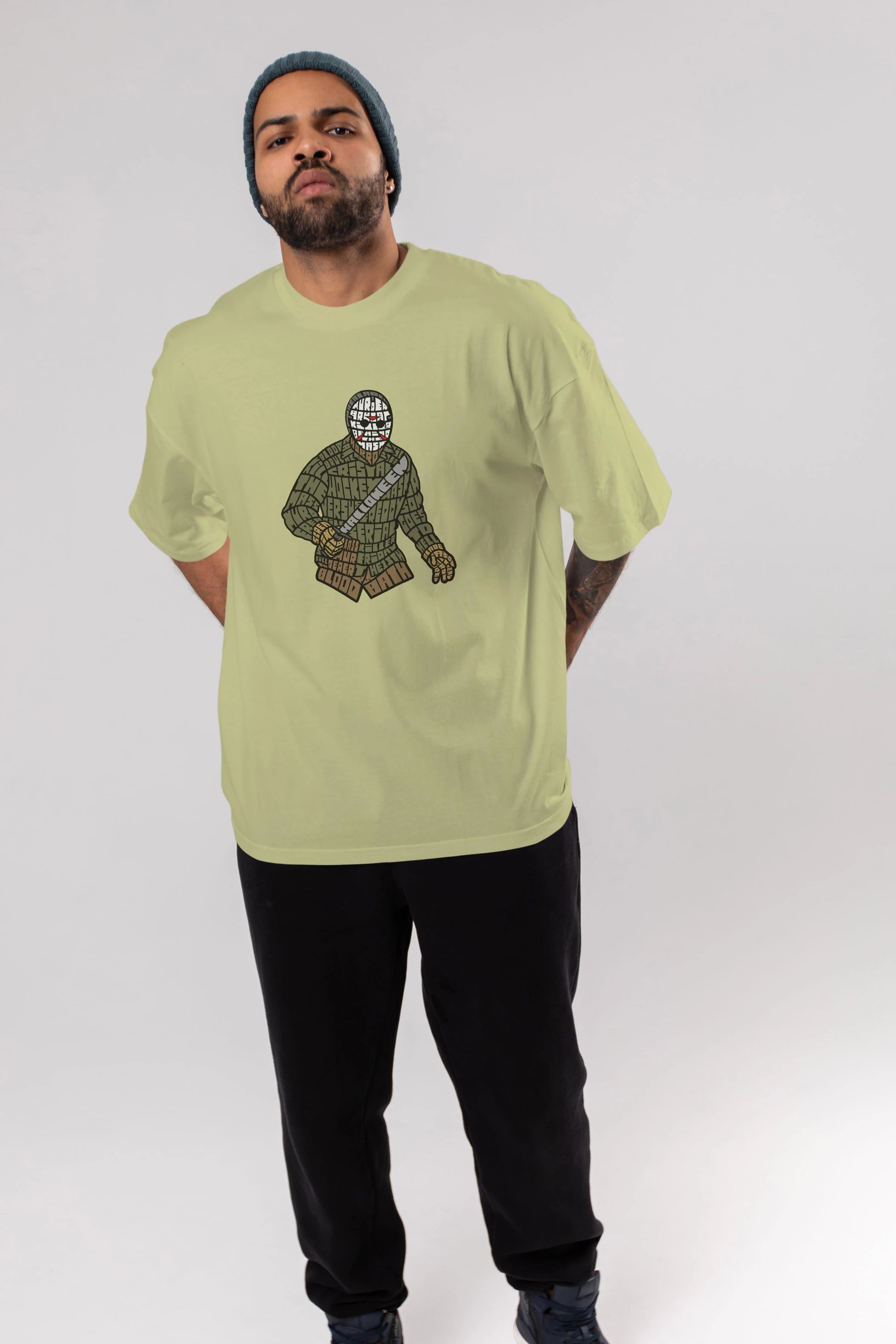 Jason Ön Baskılı Oversize t-shirt %100 pamuk Erkek Kadın Unisex