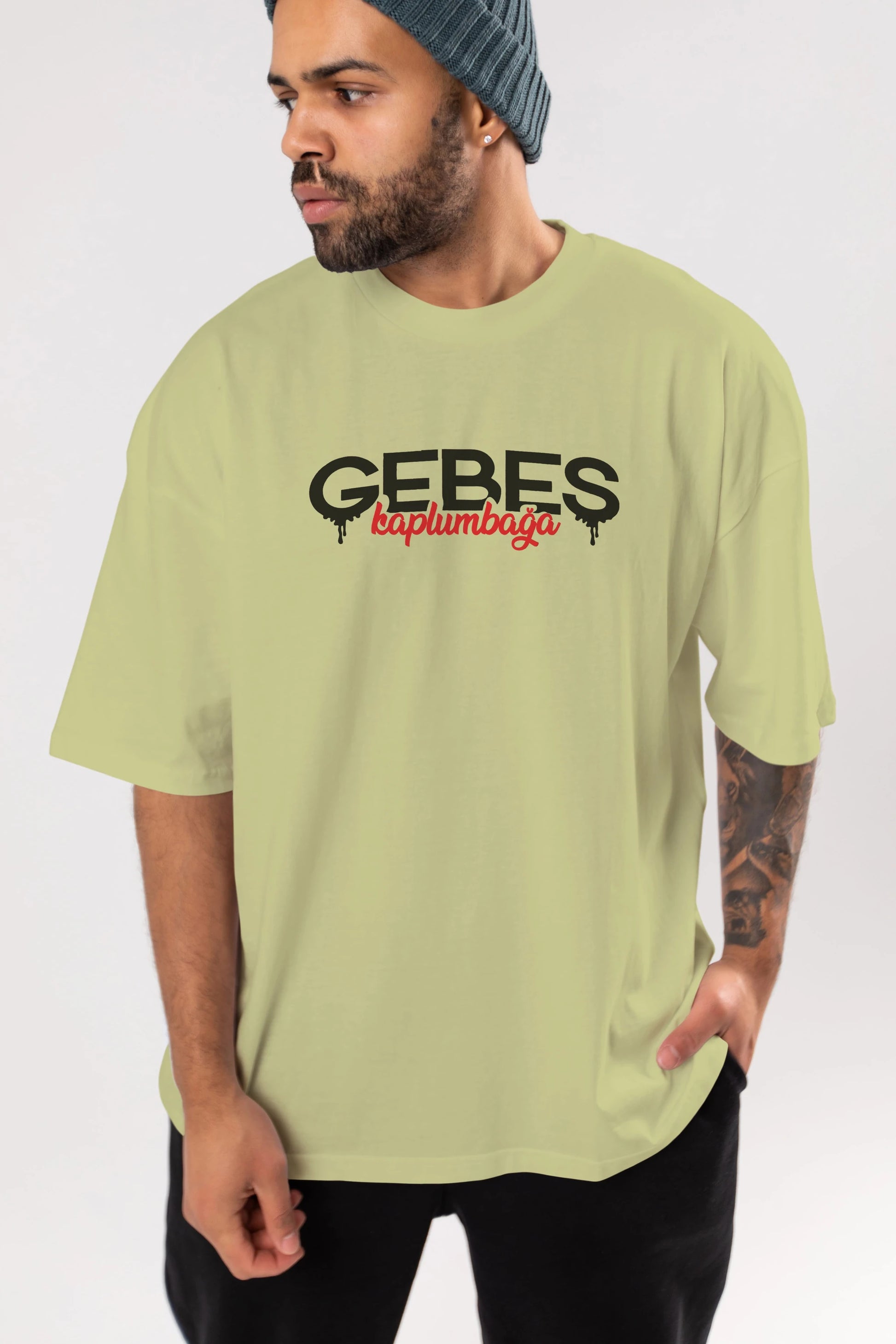 Gebeş Kaplumbağa Ön Baskılı Oversize t-shirt %100 pamuk Erkek Kadın Unisex