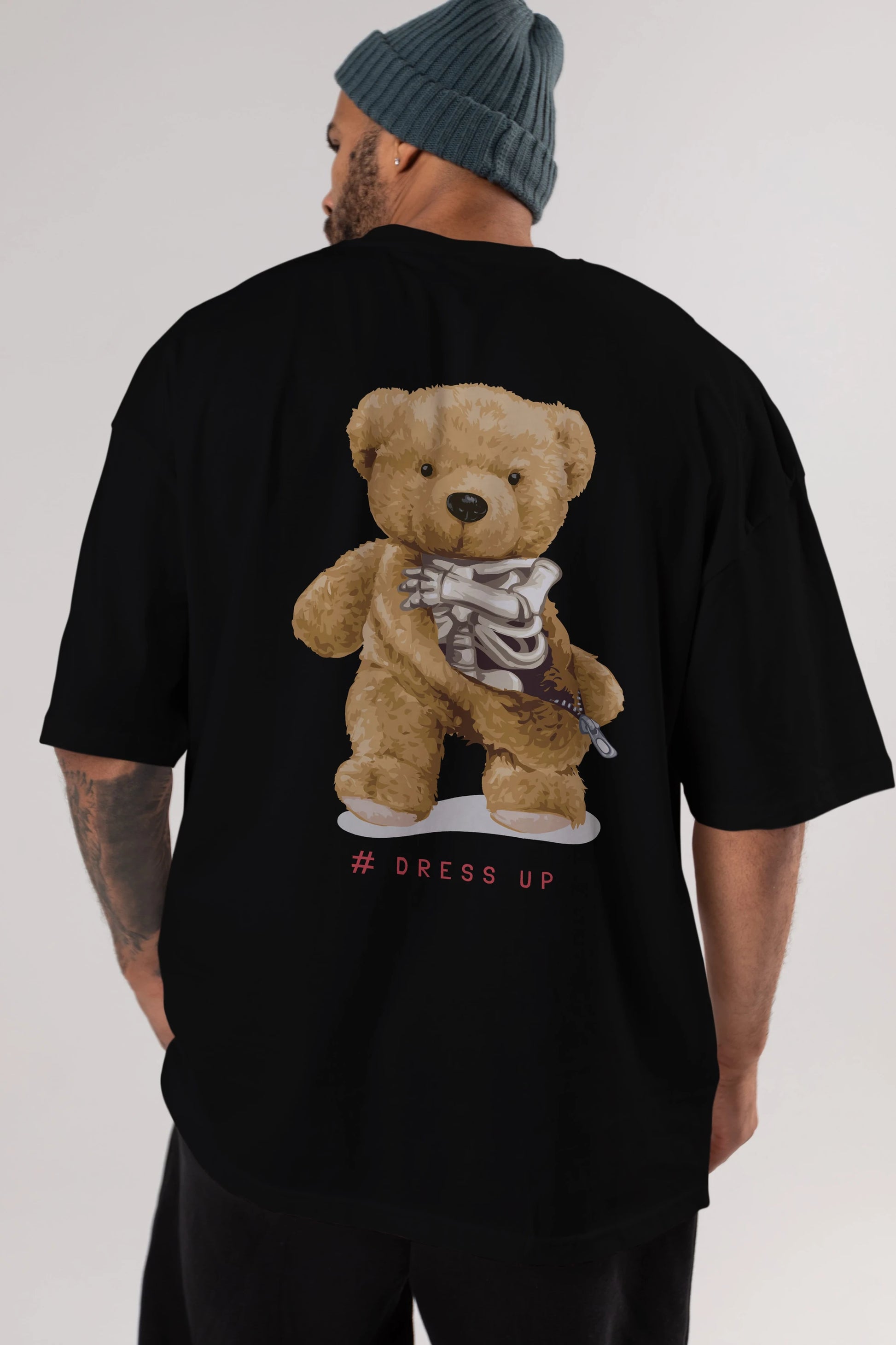 Teddy Bear Dress Up Arka Baskılı Oversize t-shirt Erkek Kadın Unisex %100 Pamuk