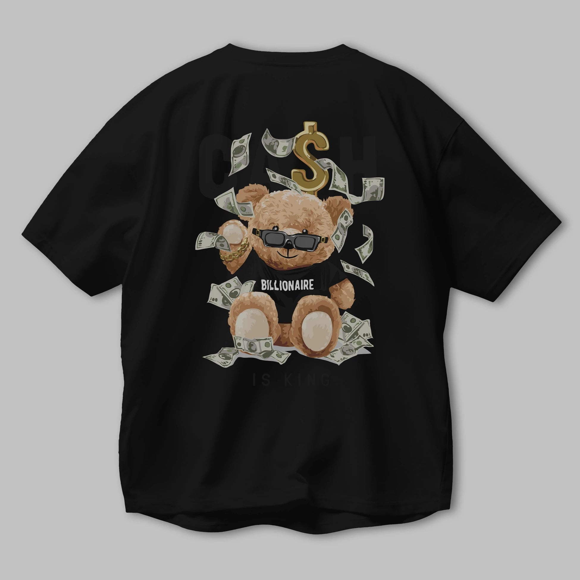 Teddy Bear Billionaire Arka Baskılı Oversize t-shirt Erkek Kadın Unisex %100 Pamuk