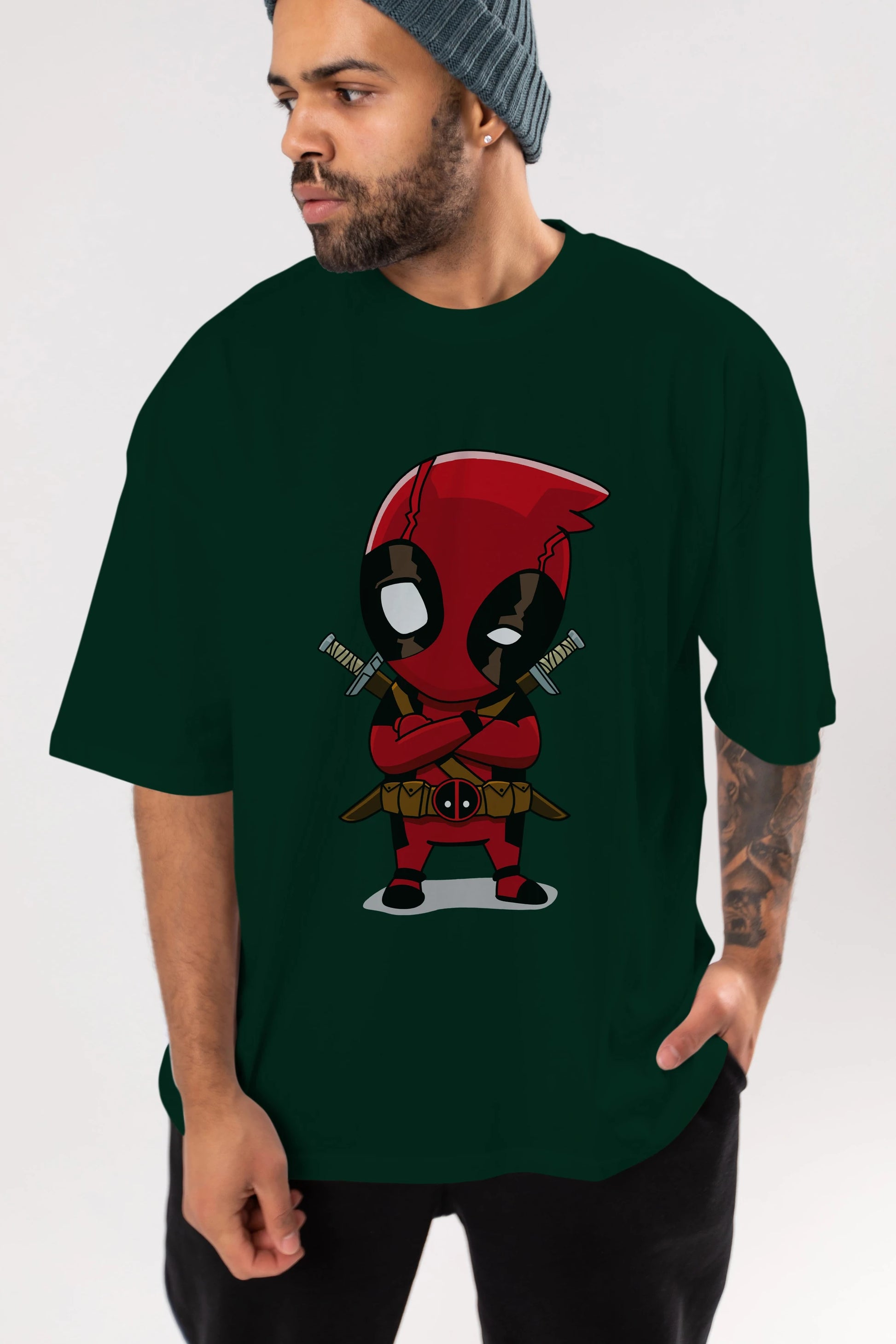 Deadpool (19) Ön Baskılı Oversize t-shirt Erkek Kadın Unisex %100 Pamuk Bisiklet Yaka tişort