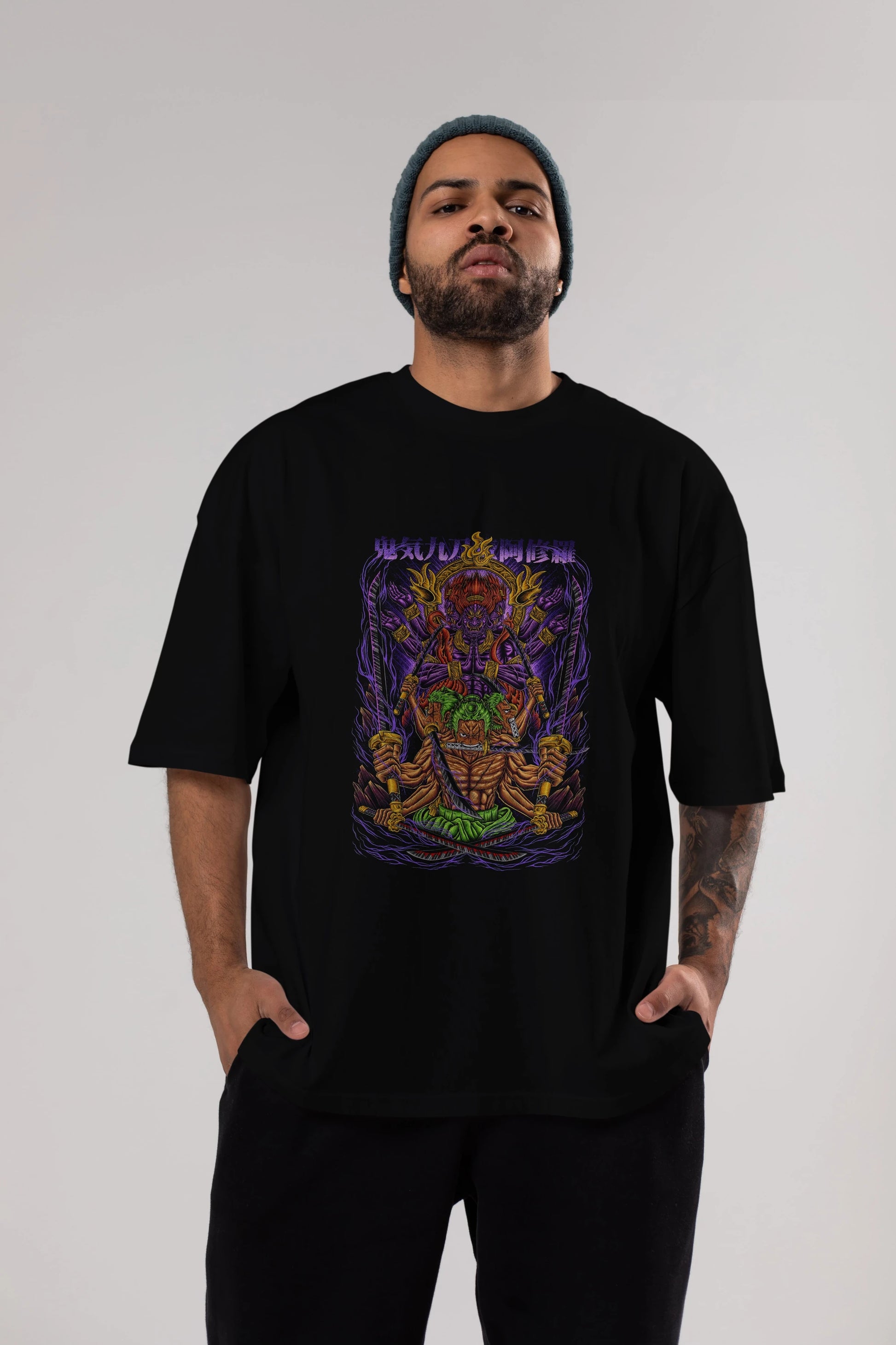 RORONOA ZORO 2 Anime Ön Baskılı Oversize t-shirt %100 pamuk Erkek Kadın Unisex
