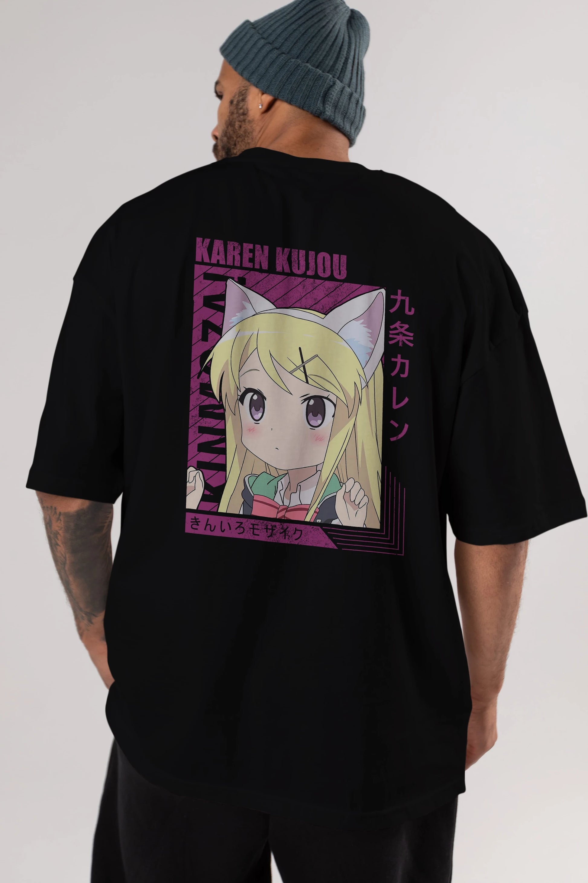 Karen Kujou 4 Anime Arka Baskılı Oversize t-shirt Erkek Kadın Unisex