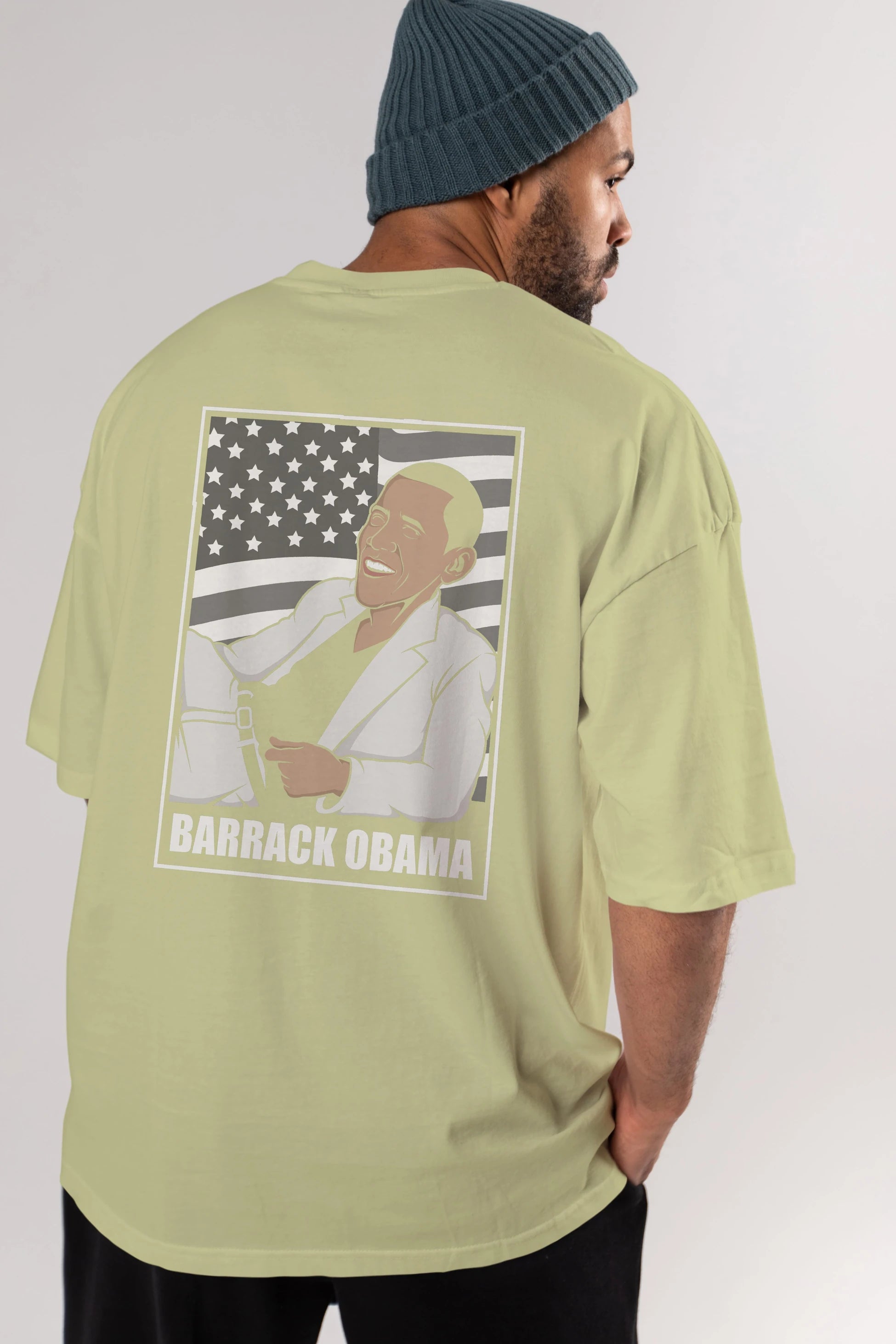 Obama Thriller Arka Baskılı Oversize t-shirt Erkek Kadın Unisex %100 Pamuk tişort