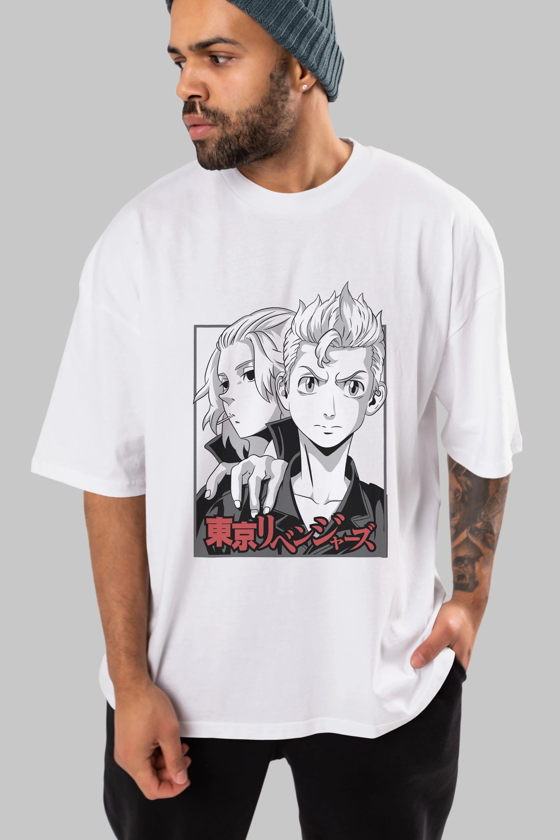 TOKYO REVENGERS Anime Ön Baskılı Oversize t-shirt %100 pamuk Erkek Kadın Unisex